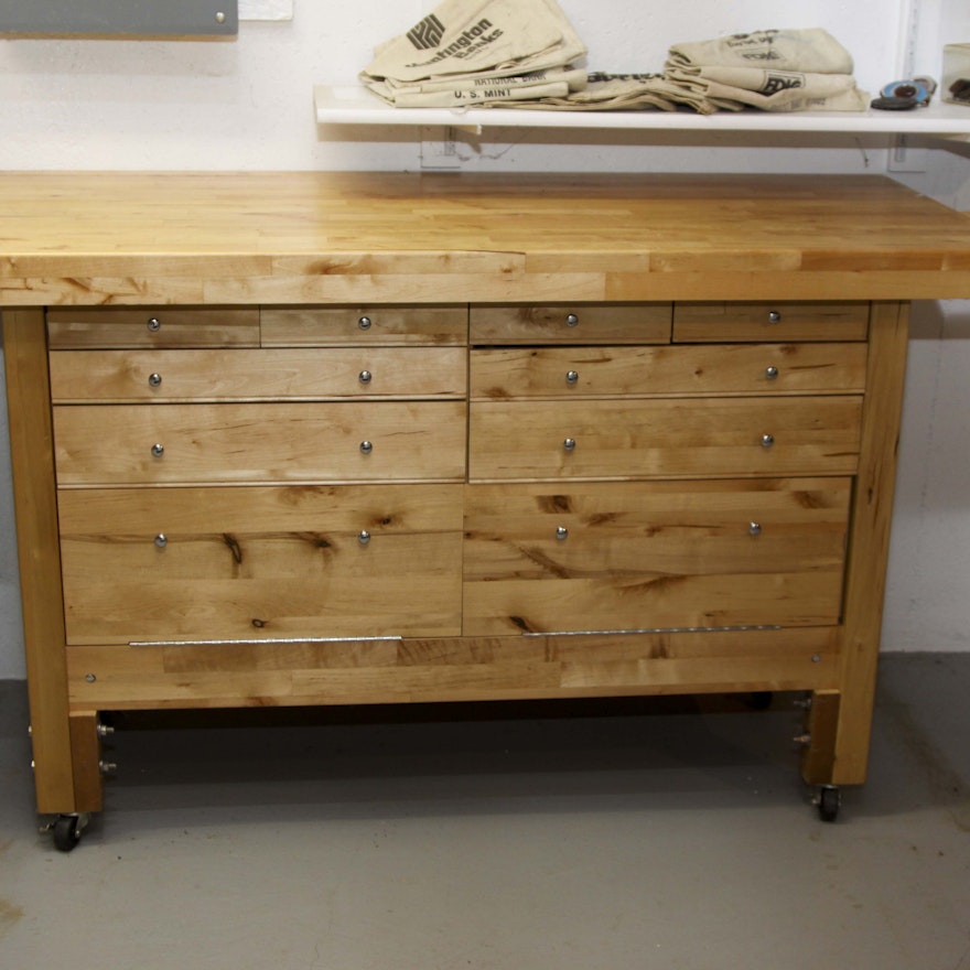 Contemporary Butcher Block Work Bench