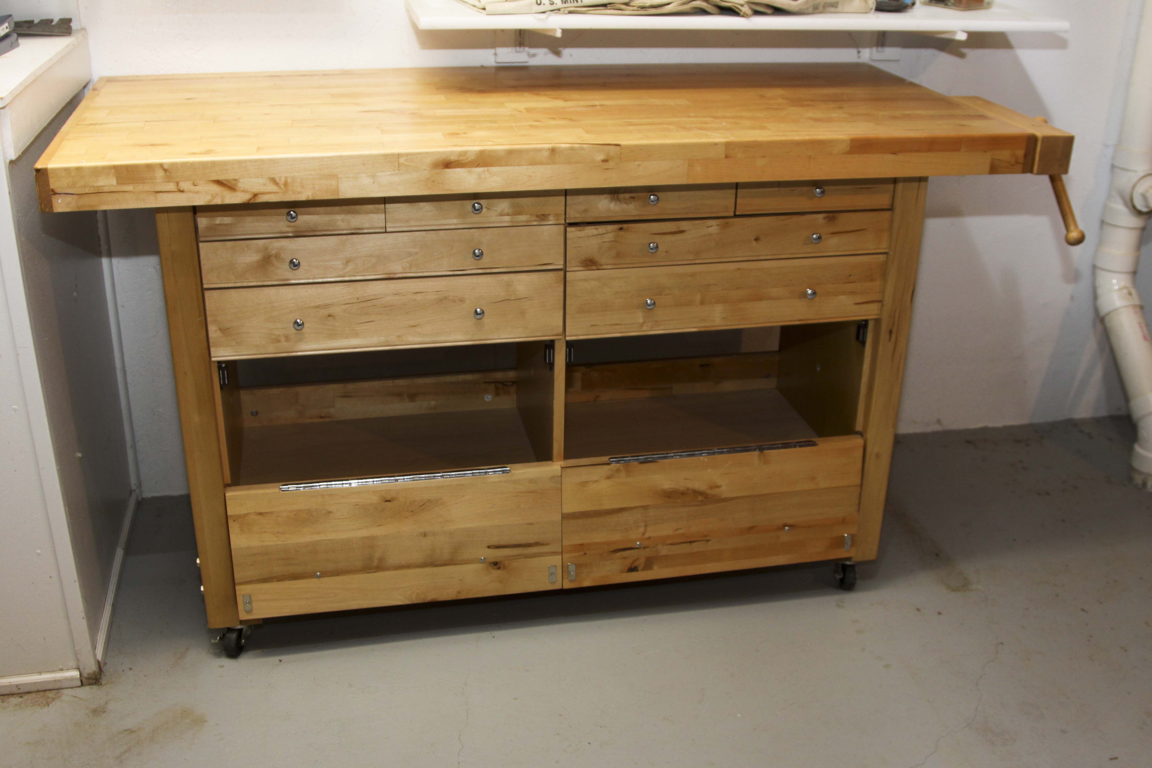 Contemporary Butcher Block Work Bench