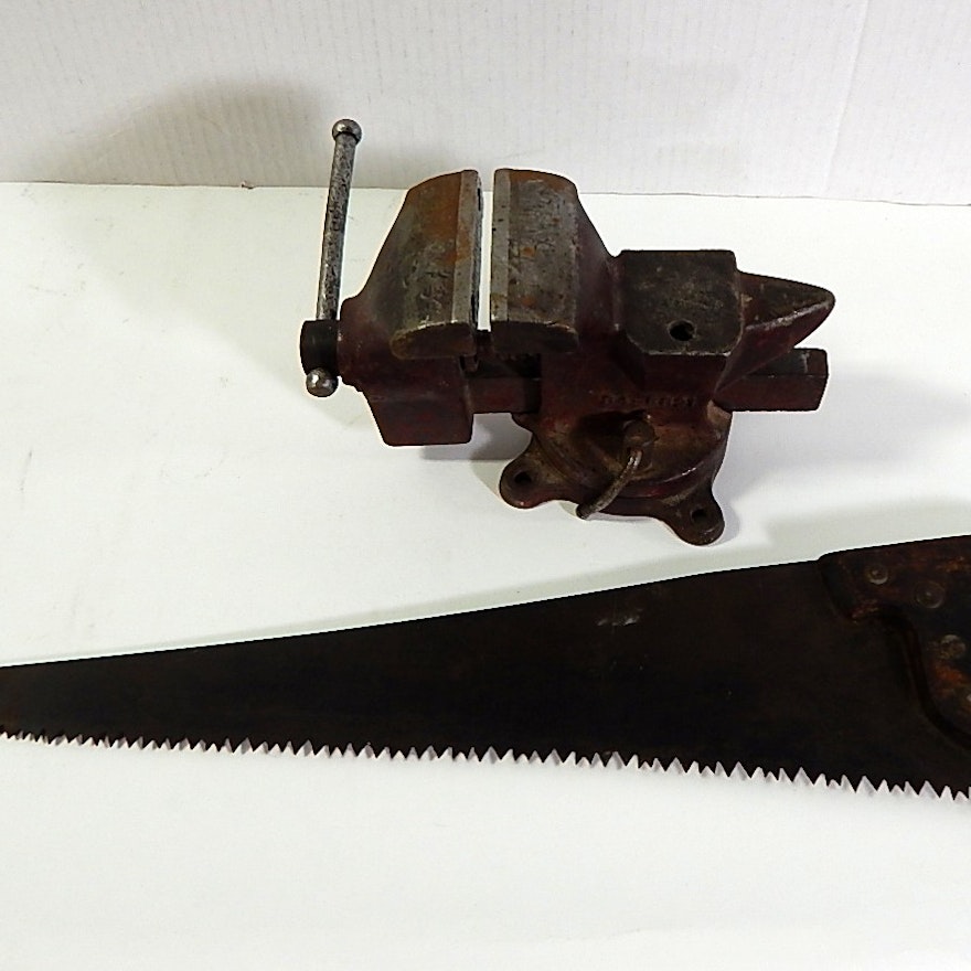 Antique Vice Clamp and Saw