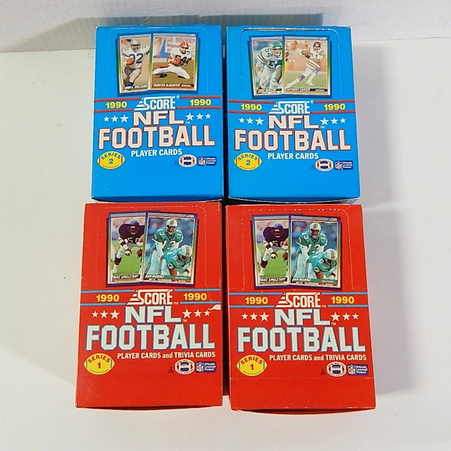 Four Unopened Boxes of 1990 NFL Football Wax Packs