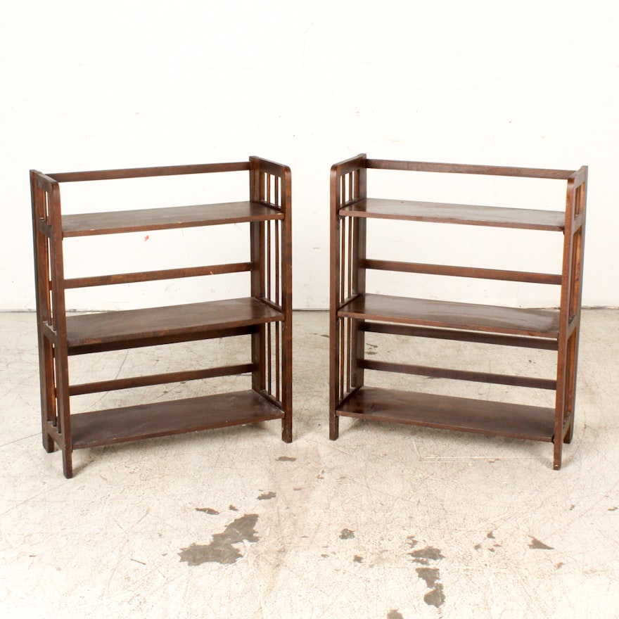 Vintage Arts and Crafts Style Three Shelf Folding Bookcases