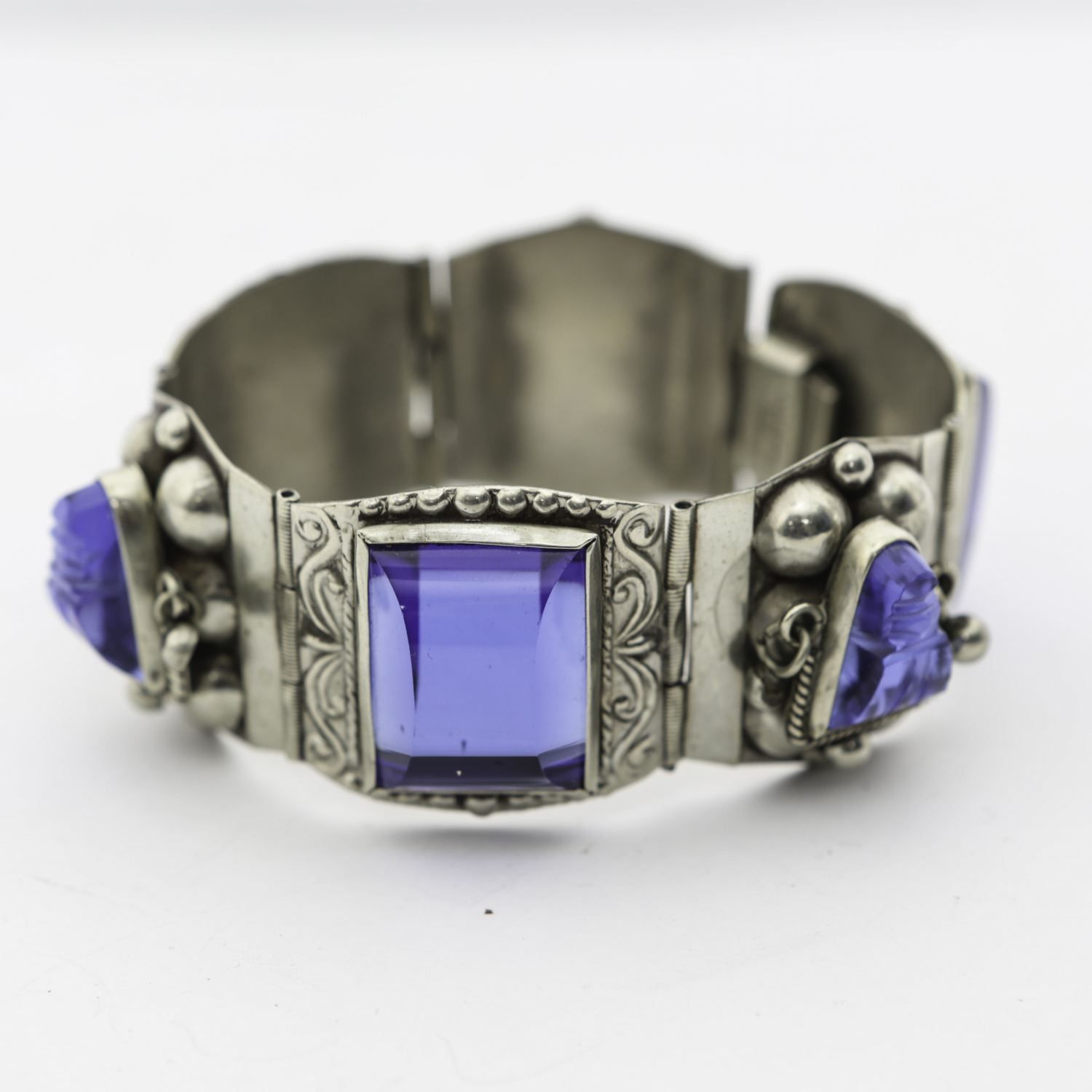 Vintage Taxco Sterling and Royal Blue Lucite Bracelet