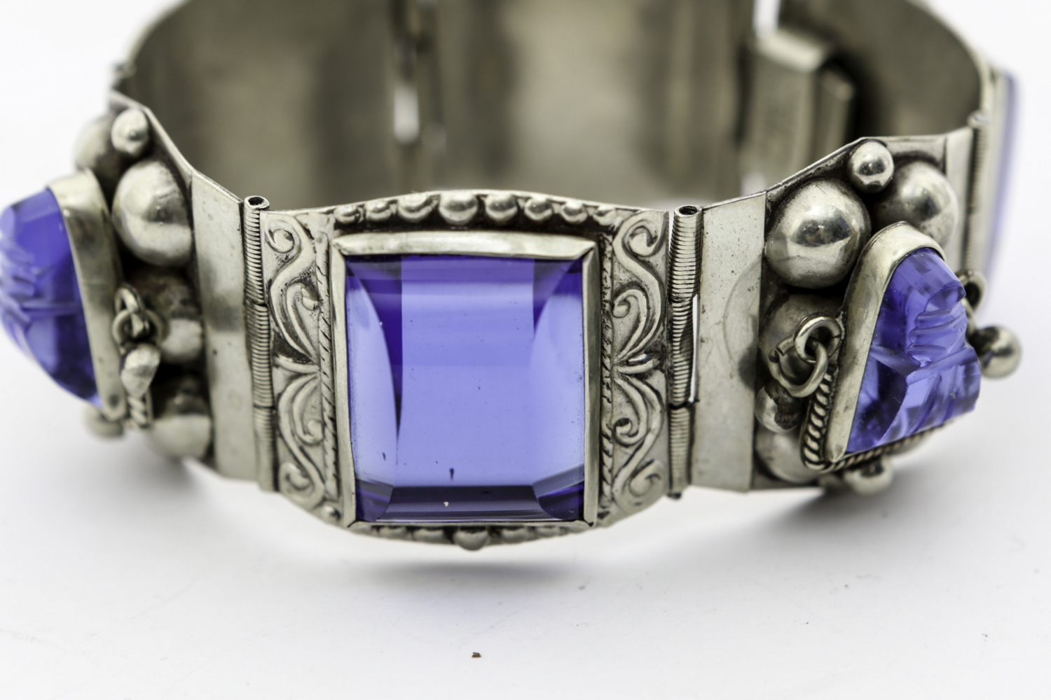Vintage Taxco Sterling and Royal Blue Lucite Bracelet