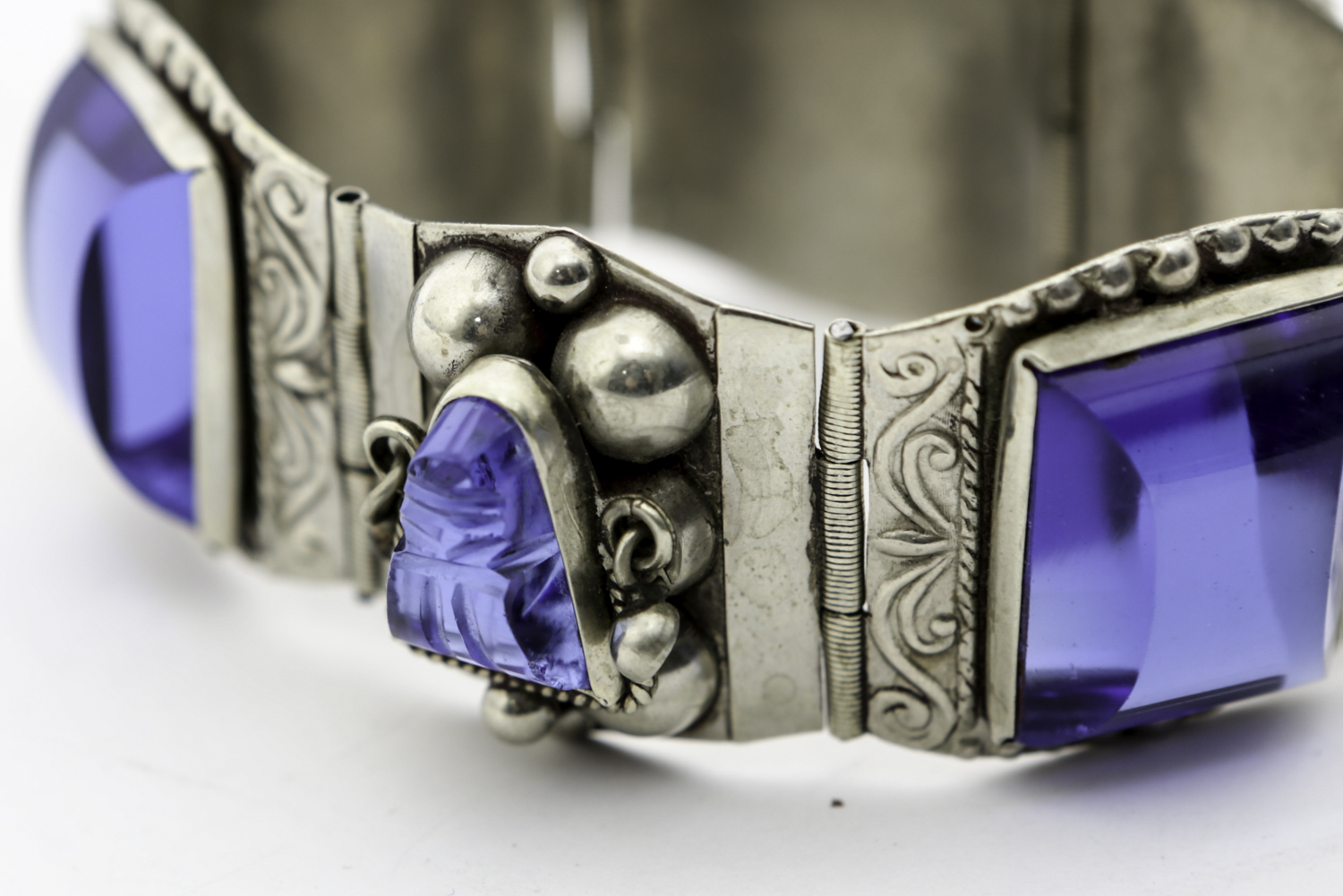 Vintage Taxco Sterling and Royal Blue Lucite Bracelet