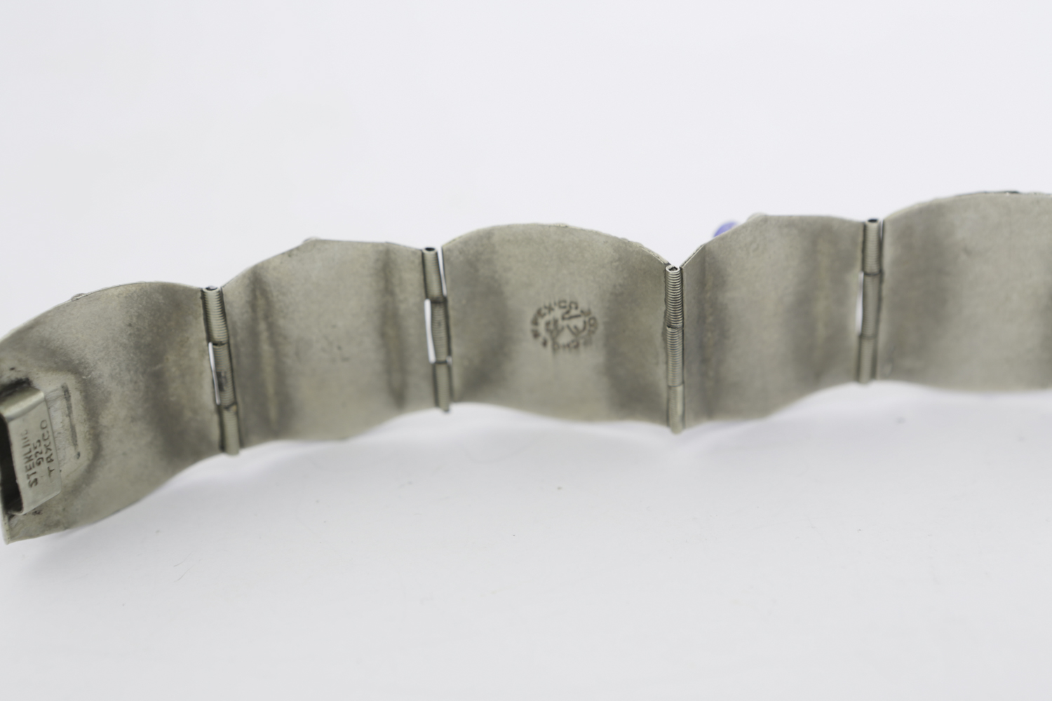 Vintage Taxco Sterling and Royal Blue Lucite Bracelet