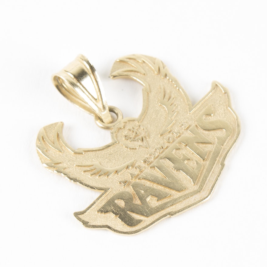 14K Yellow Gold Baltimore Ravens Pendant