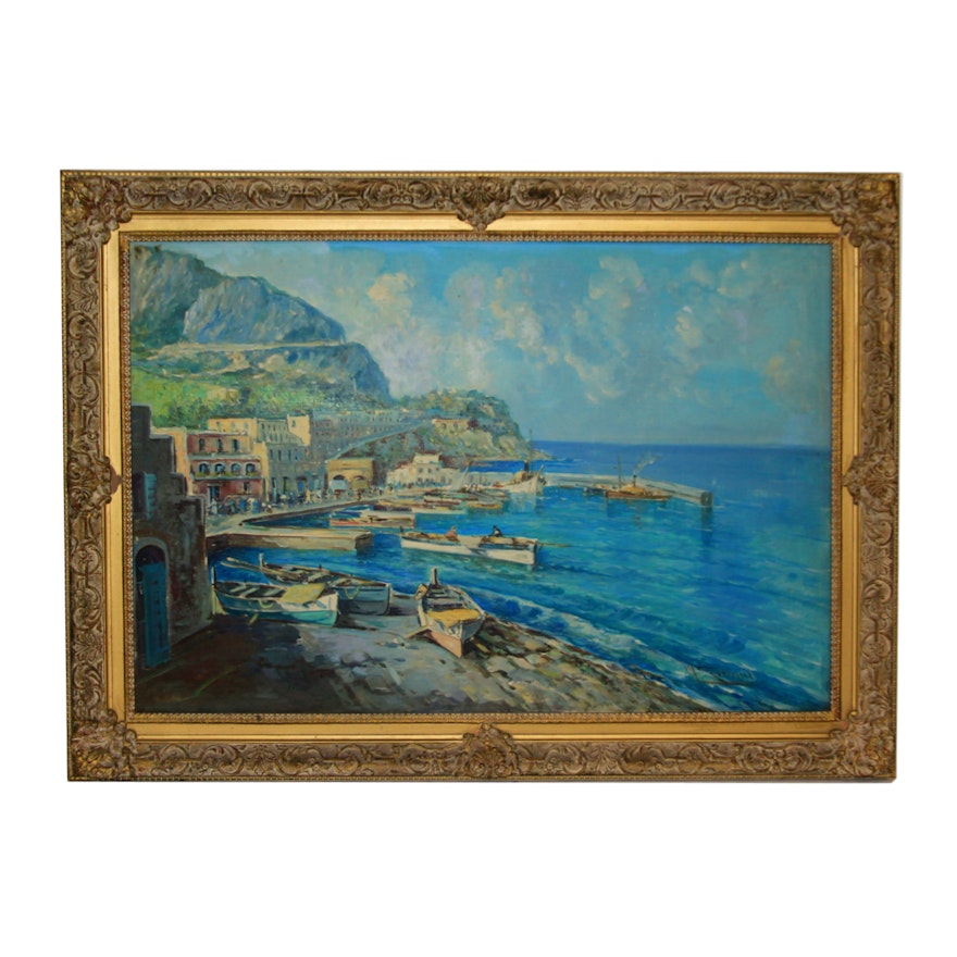 Oil Painting of an Oceanfront Scene
