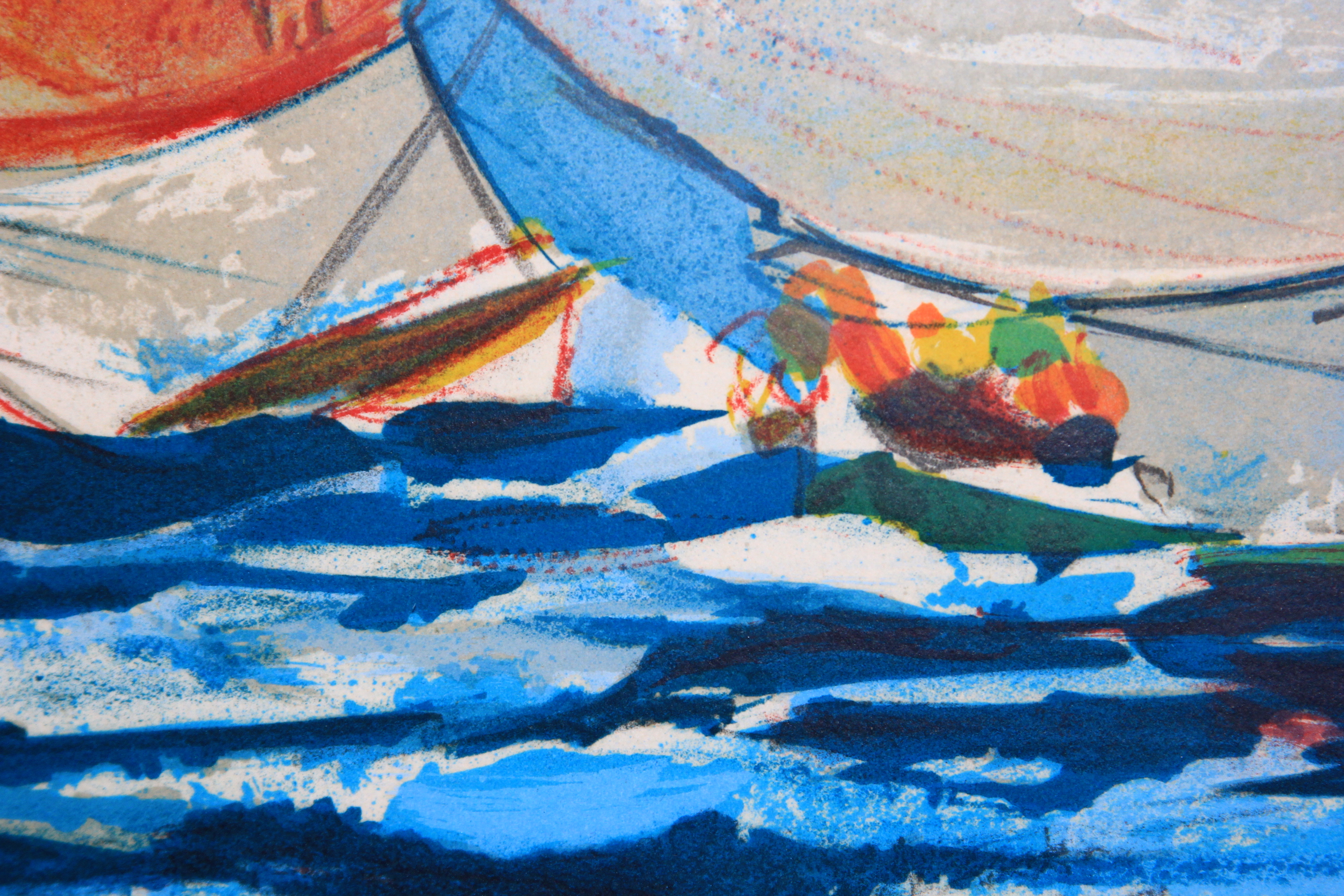 Wayland Moore Limited Edition Lithograph "Two Sailboats"