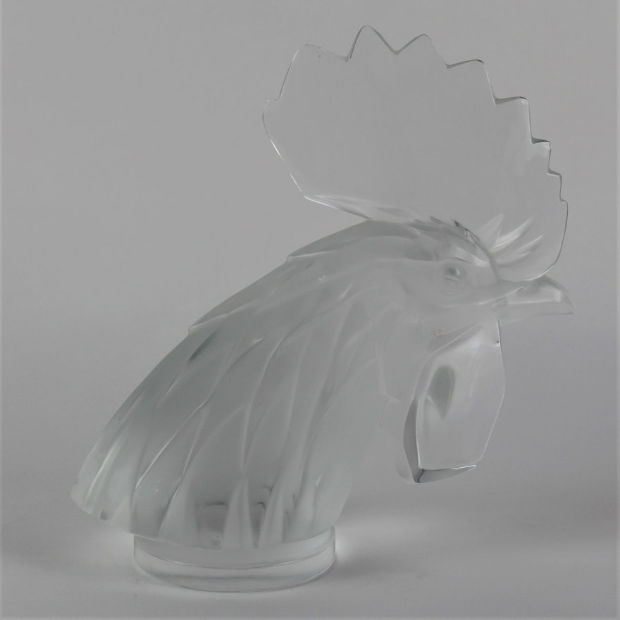 Lalique Crystal Rooster's Head "Tete De Coq" Car Mascot