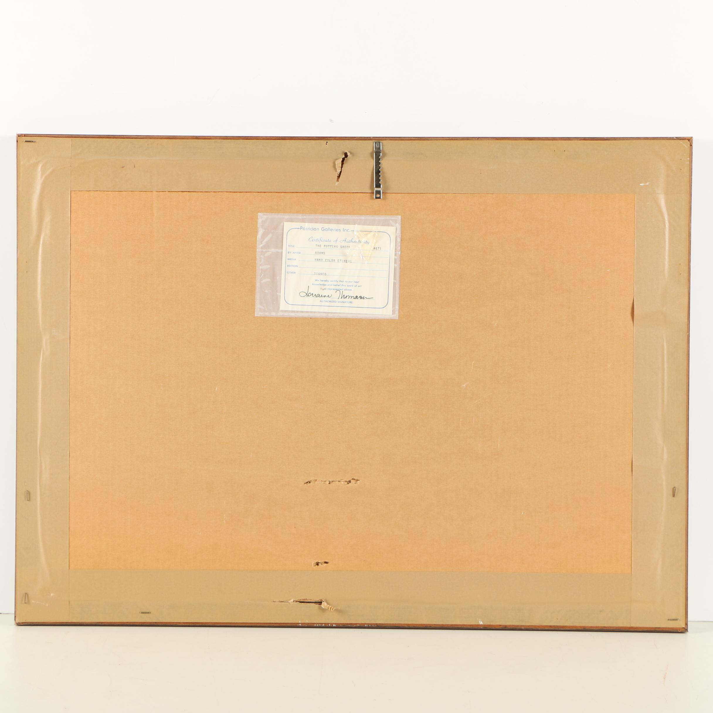 Hand-Colored Etching After Douglas Adams' "The Putting Green"