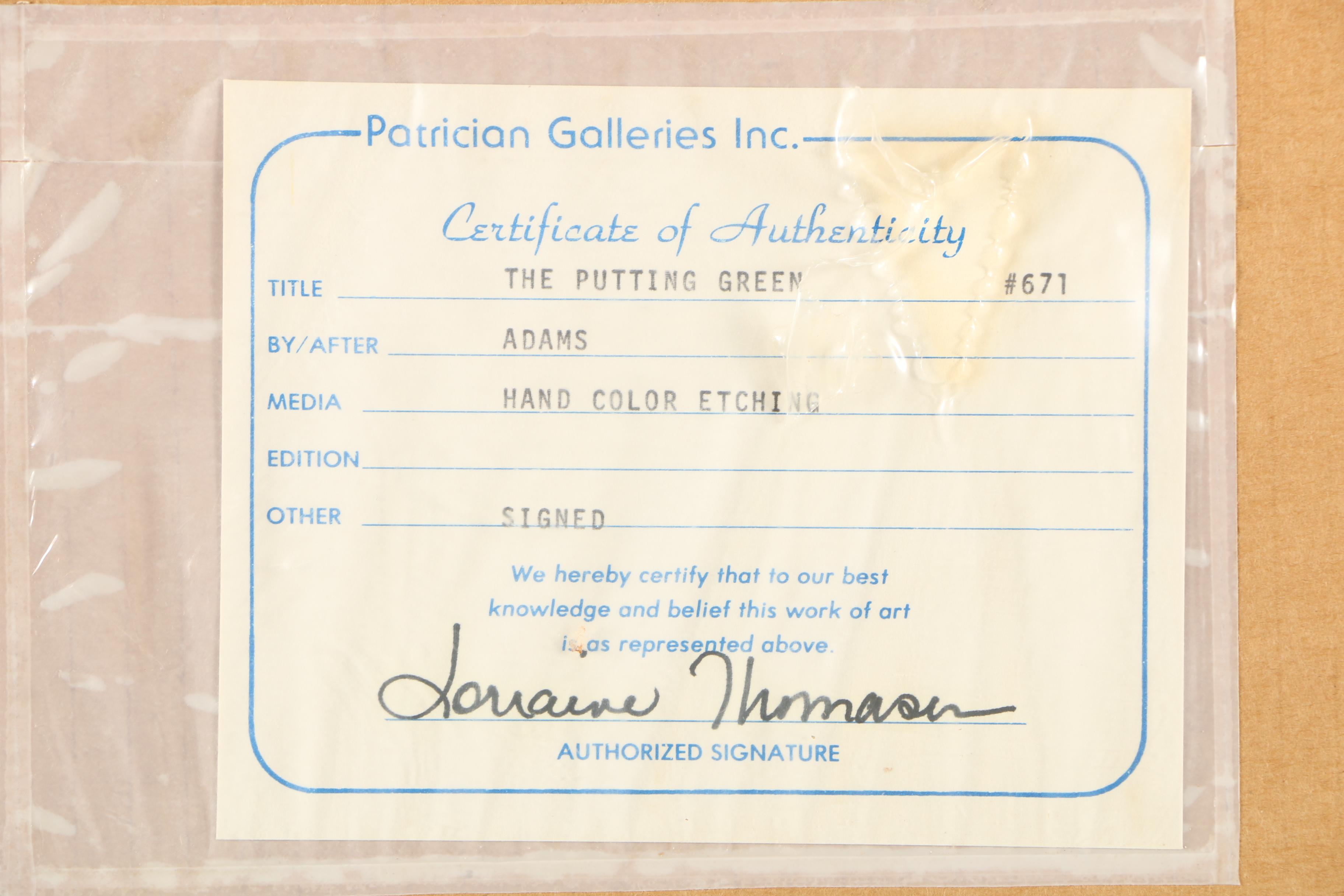 Hand-Colored Etching After Douglas Adams' "The Putting Green"