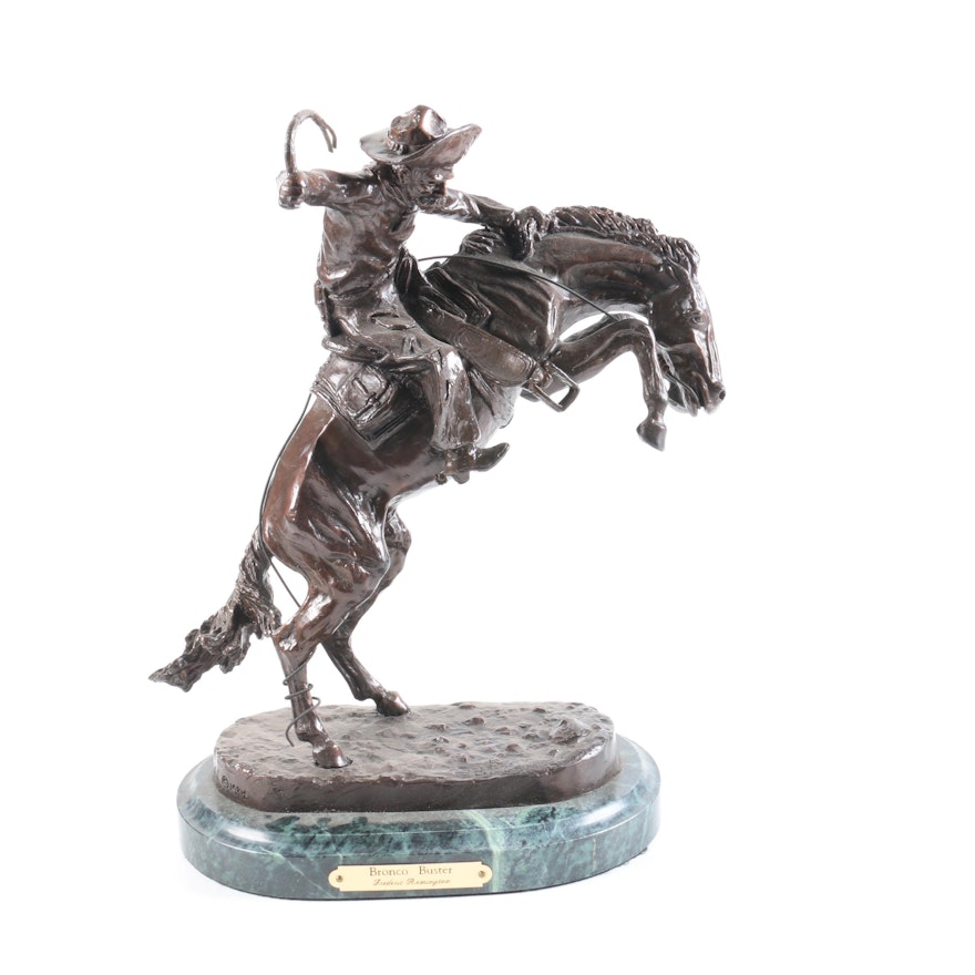 Bronze Sculpture After Frederic Remington "Bronco Buster"