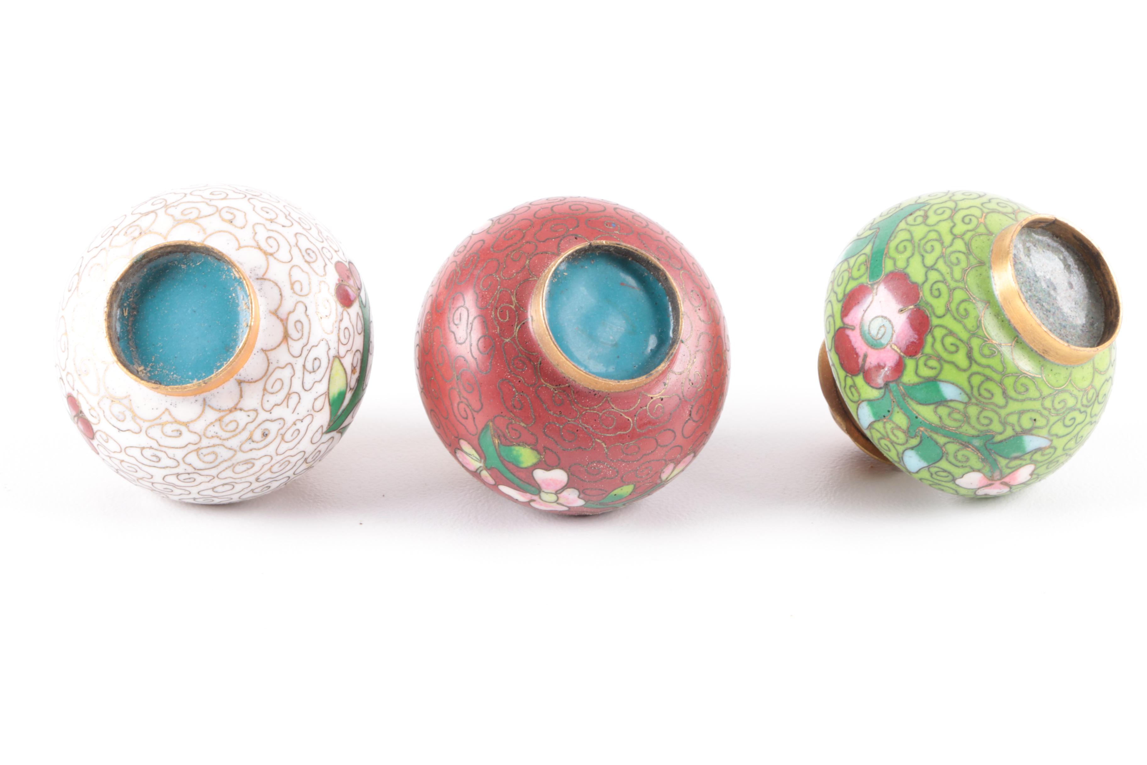 Cloisonne Shakers, Salt Cellars, and Toothpick Holder