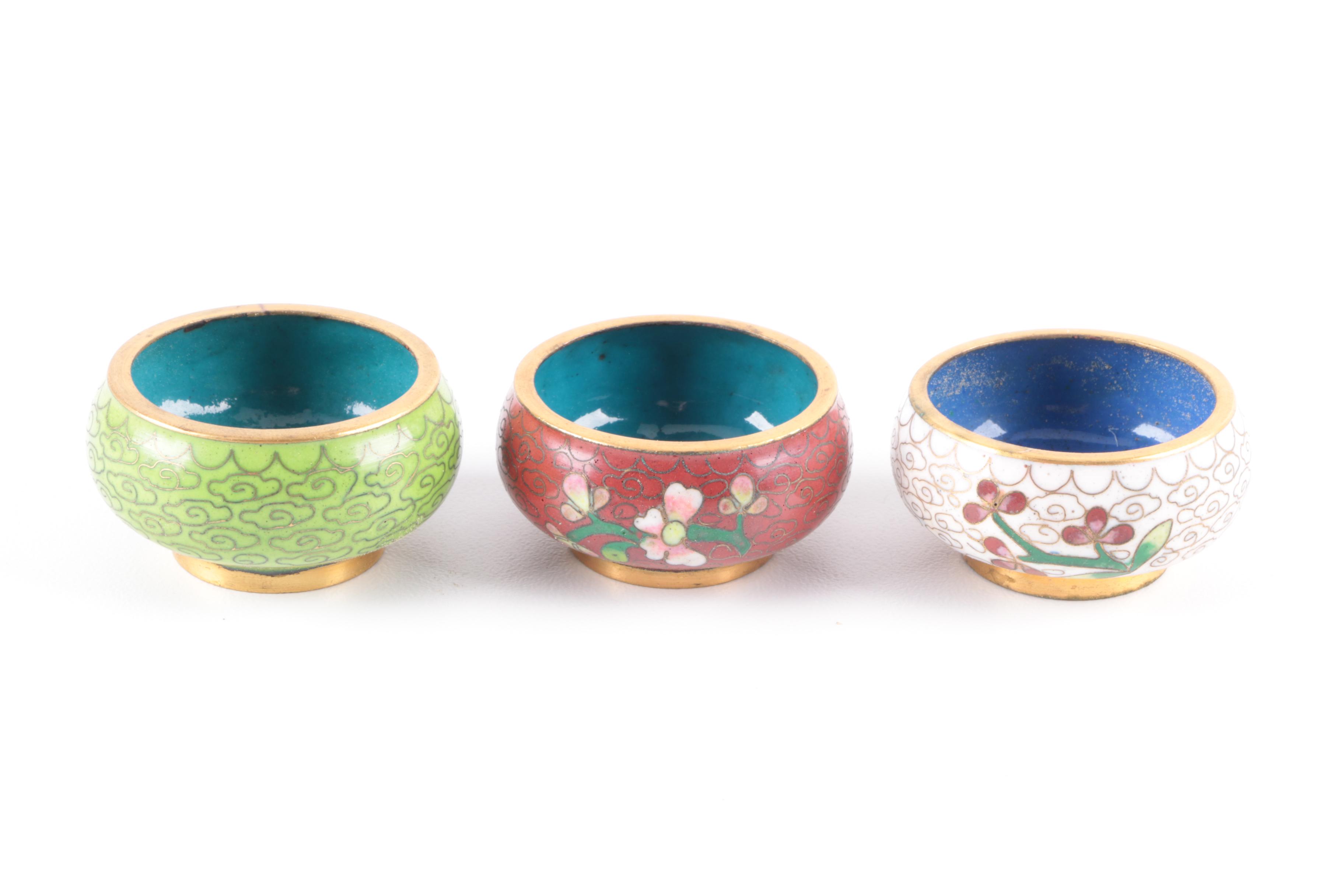 Cloisonne Shakers, Salt Cellars, and Toothpick Holder