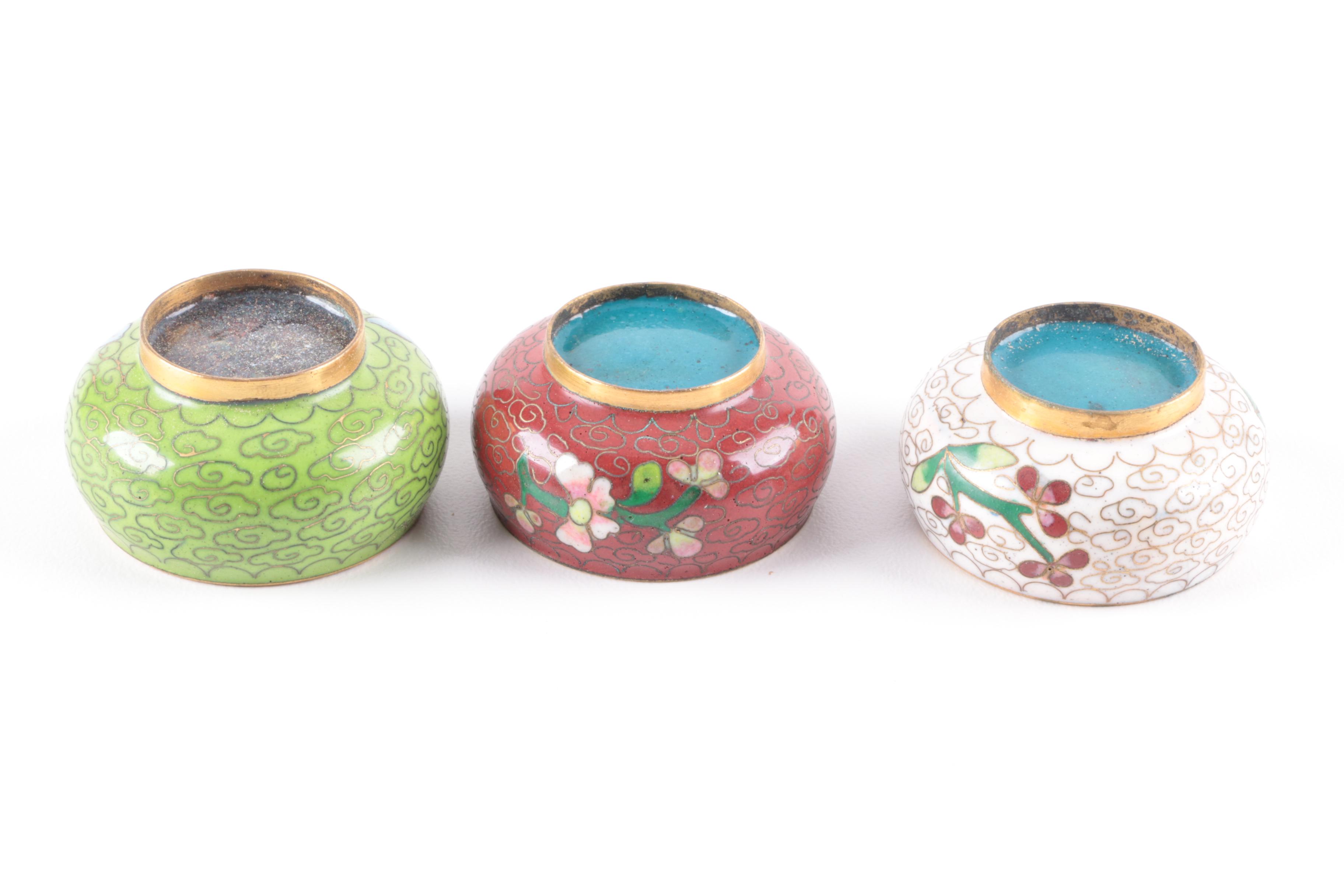 Cloisonne Shakers, Salt Cellars, and Toothpick Holder