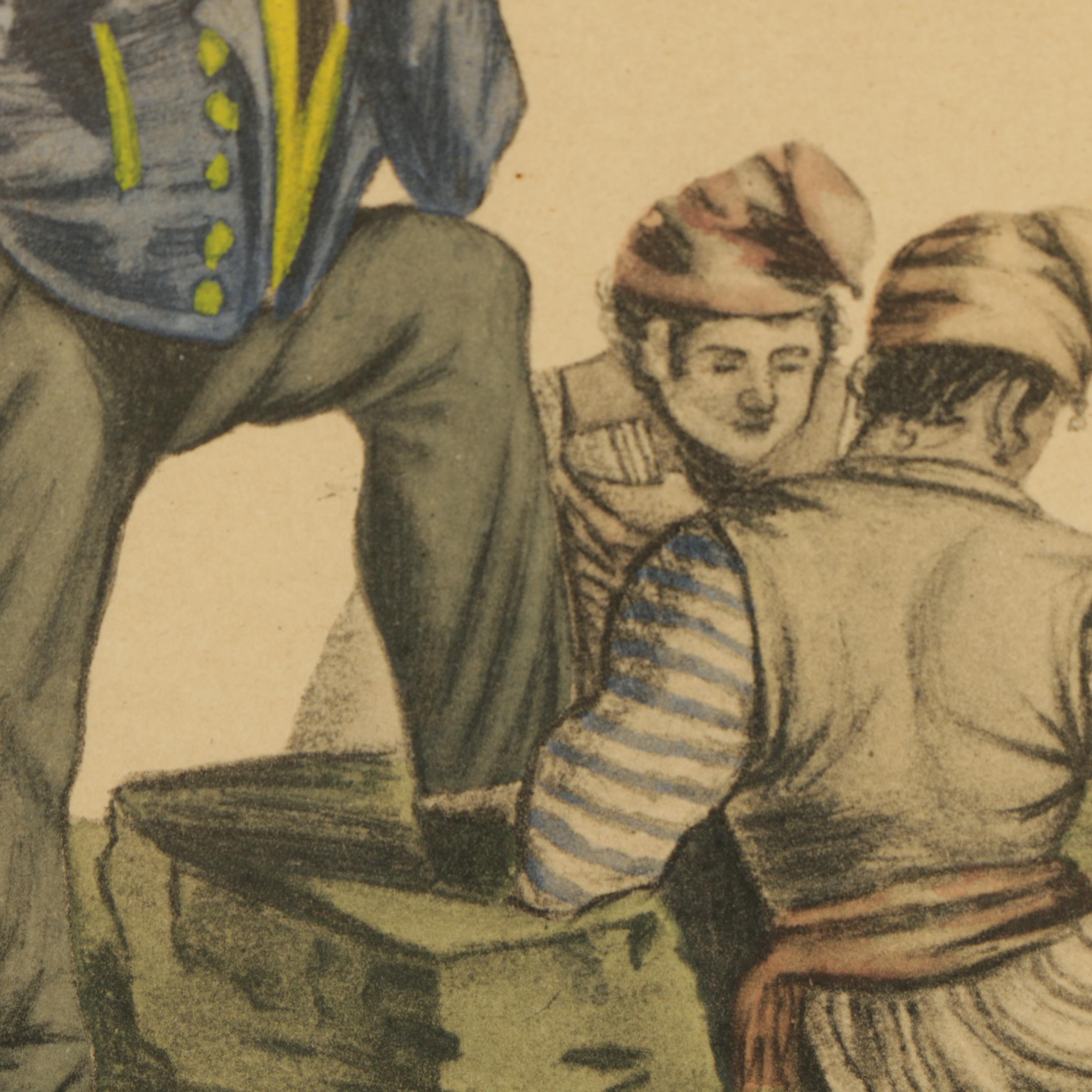 Hand Colored Etchings with Aquatint Featuring "Giocatori di Carte"