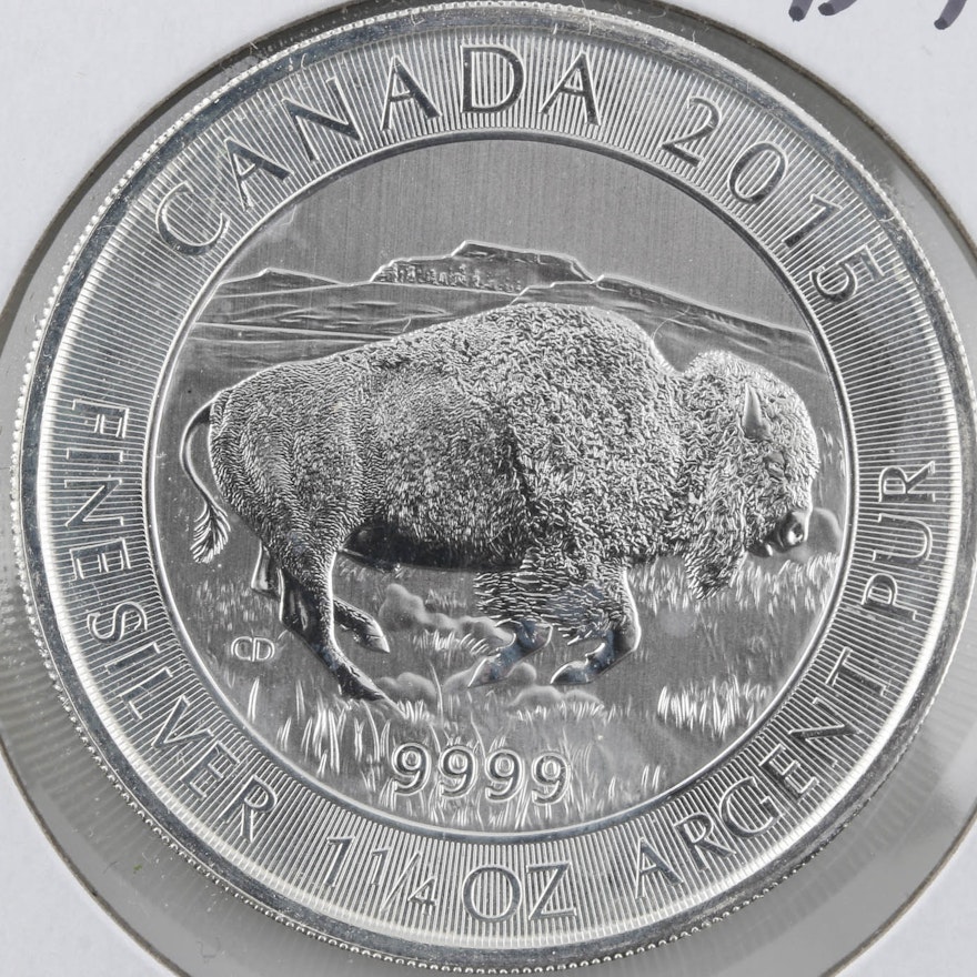 2015 Canadian Eight Dollar Bison Silver 1 1/4 Troy Ounce Silver Bullion Coin