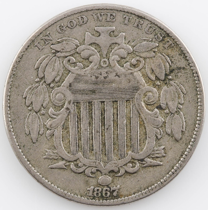 1867 Shield Nickel with Rays