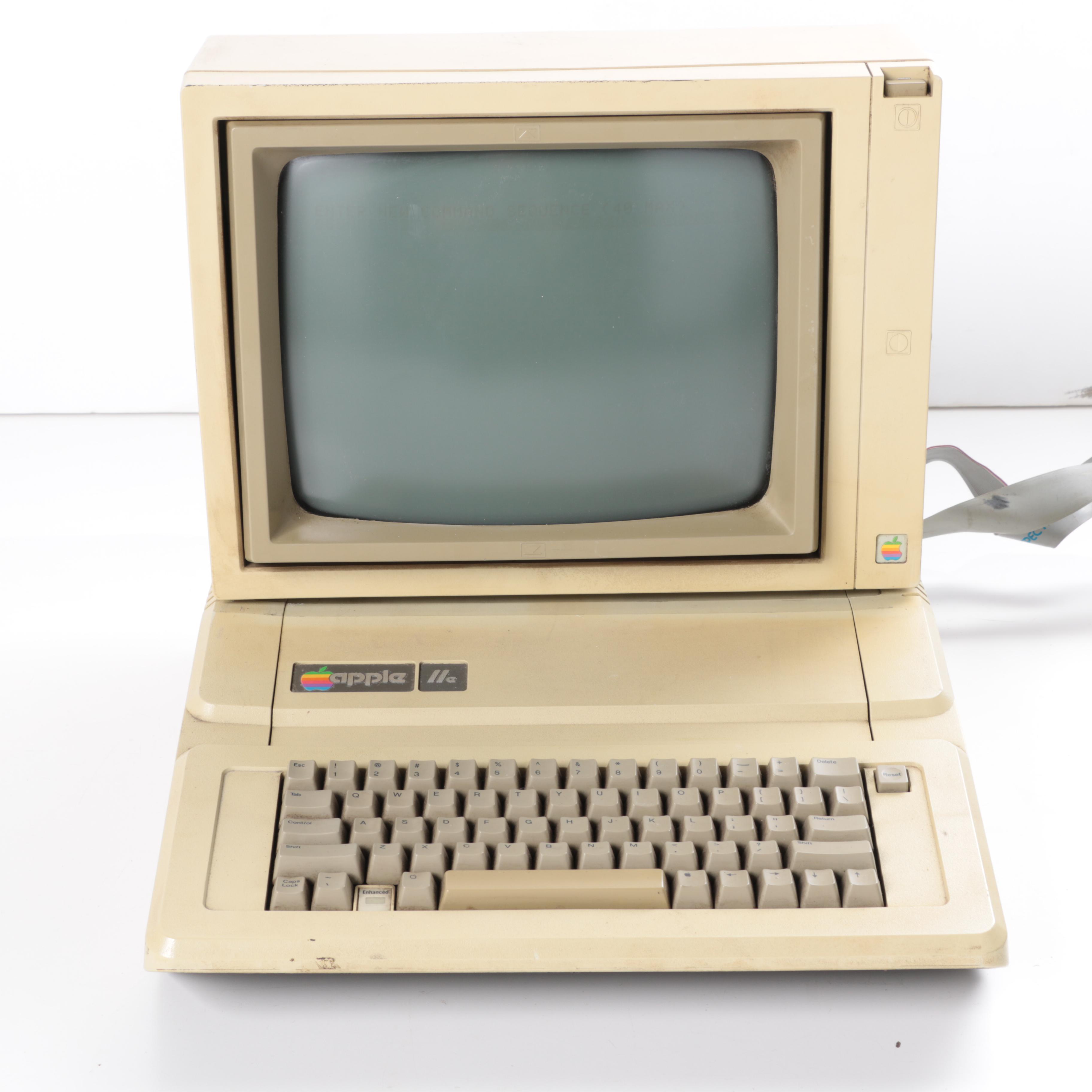 Vintage Apple IIe Computer with Accessories