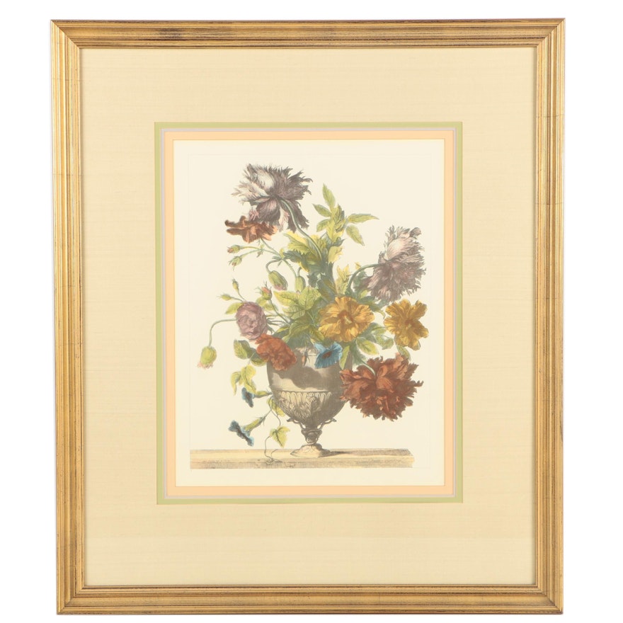 Hand Colored Offset Lithograph After Jean-Baptiste Monnoyer's Floral Still Life