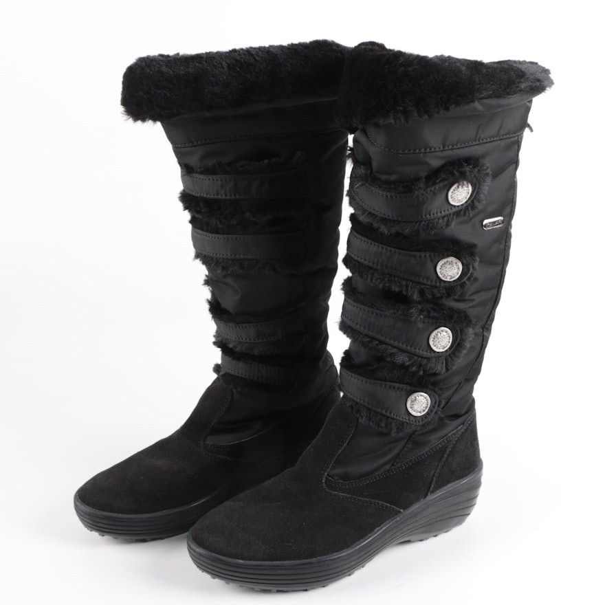 Women's Pajar Black Suede and Nylon Winter Boots