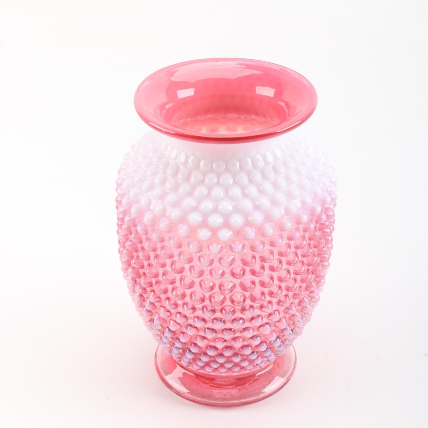 Cranberry Opalescent Hobnail Vase
