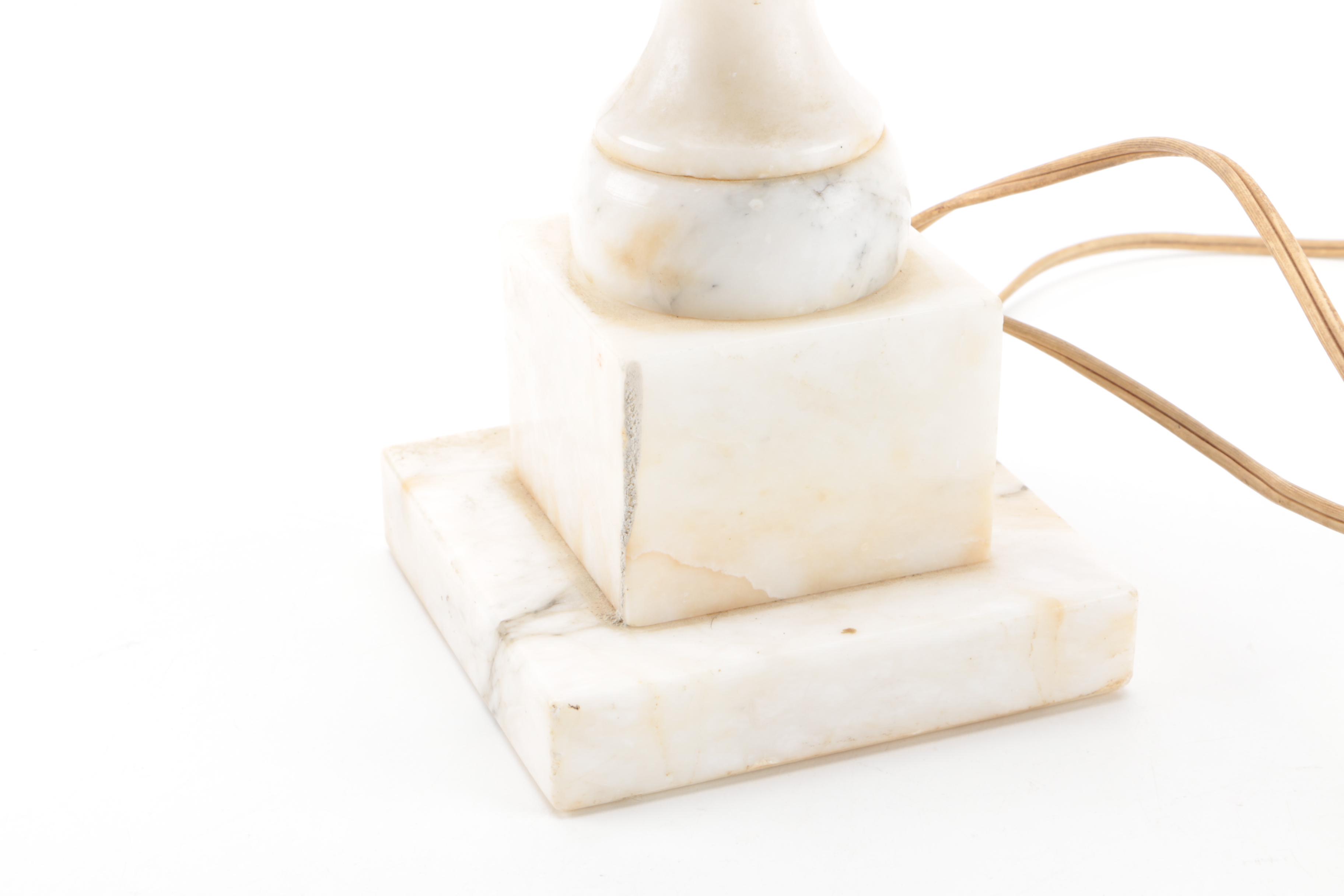 Italian Carved Alabaster Table Lamp