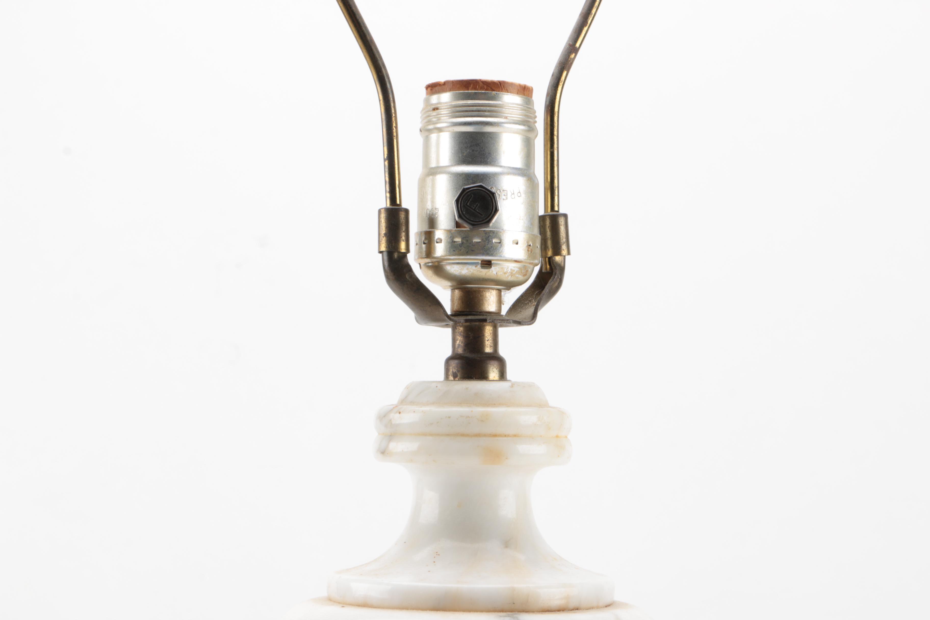 Italian Carved Alabaster Table Lamp