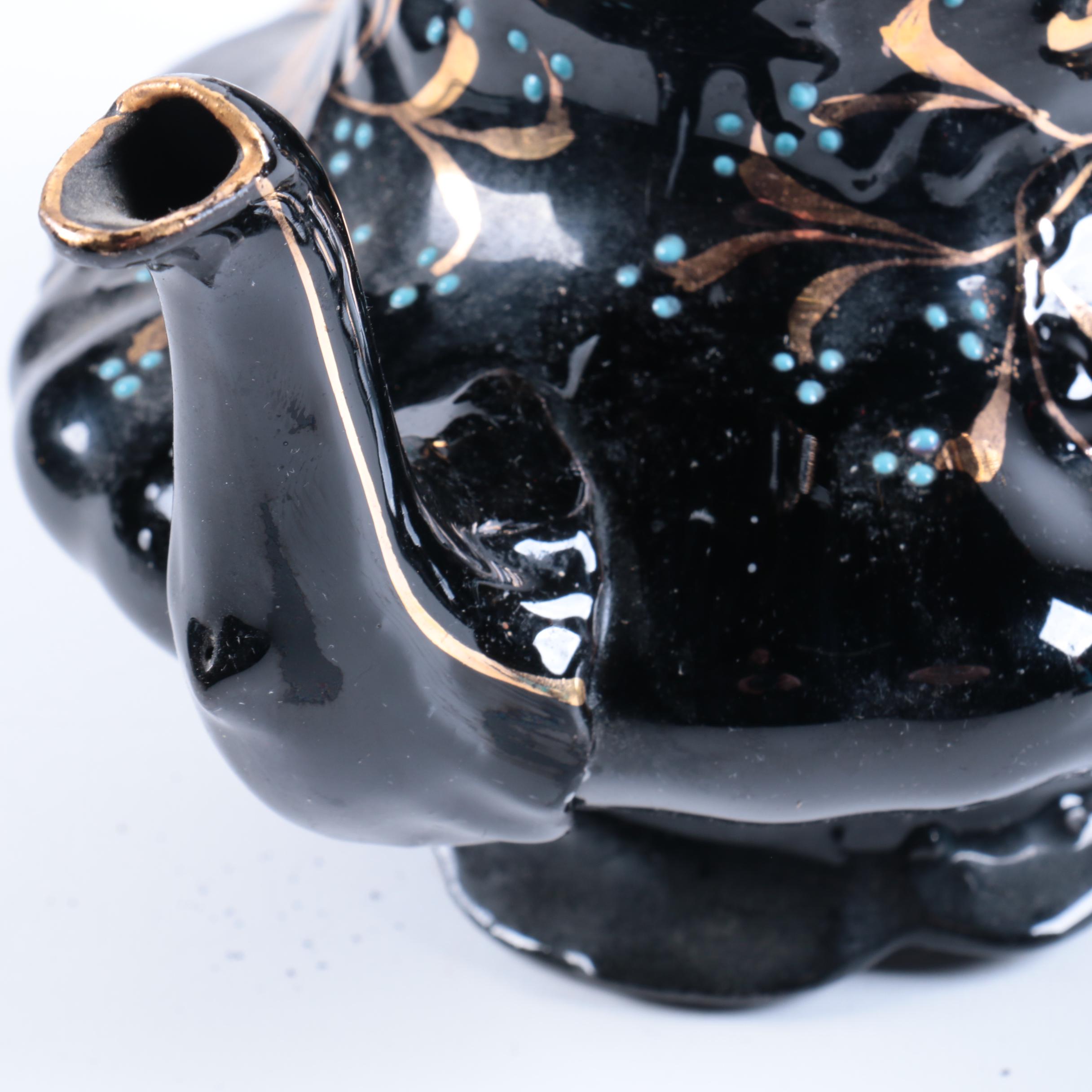 Vintage Black Gilded Teapot