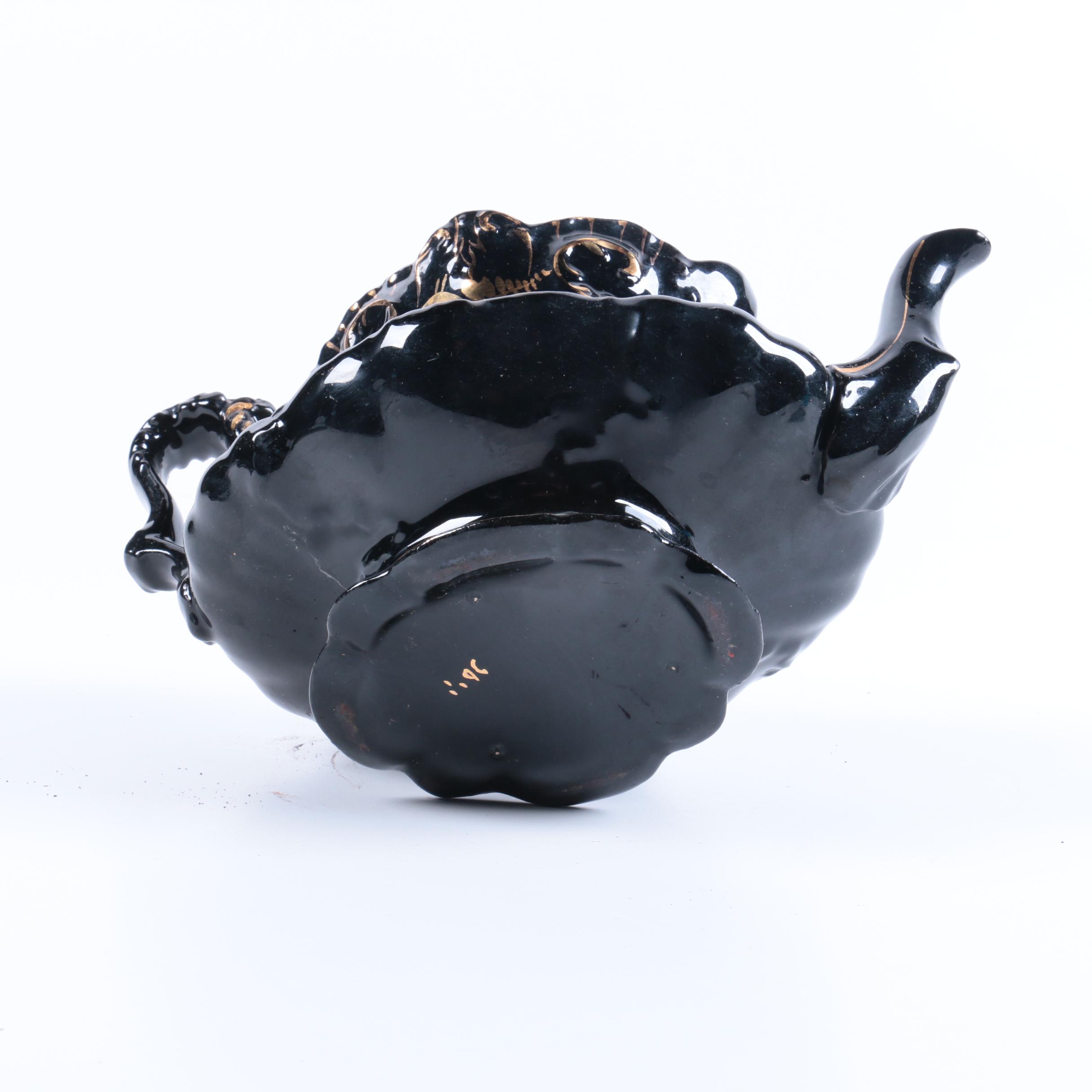 Vintage Black Gilded Teapot