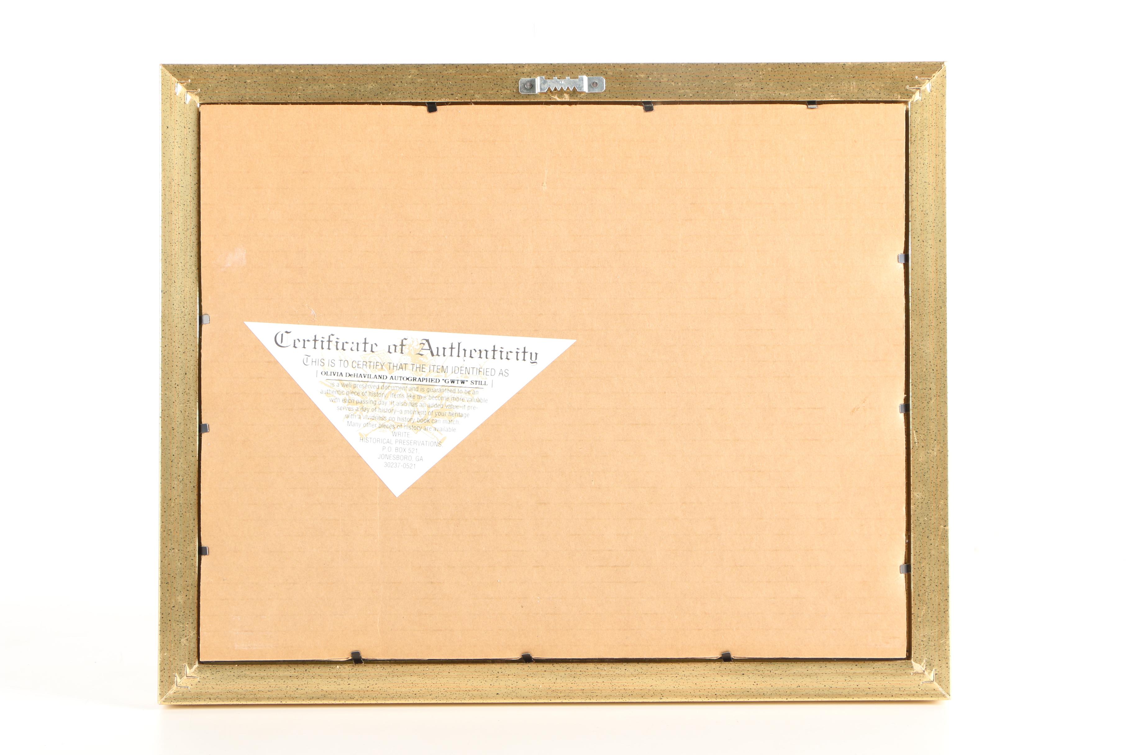 Olivia de Havilland Autographed Still and Other "Gone with the Wind" Memorabilia