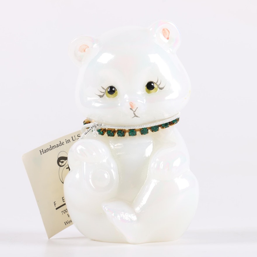 Signed Fenton Glass "May" Cat Figurine