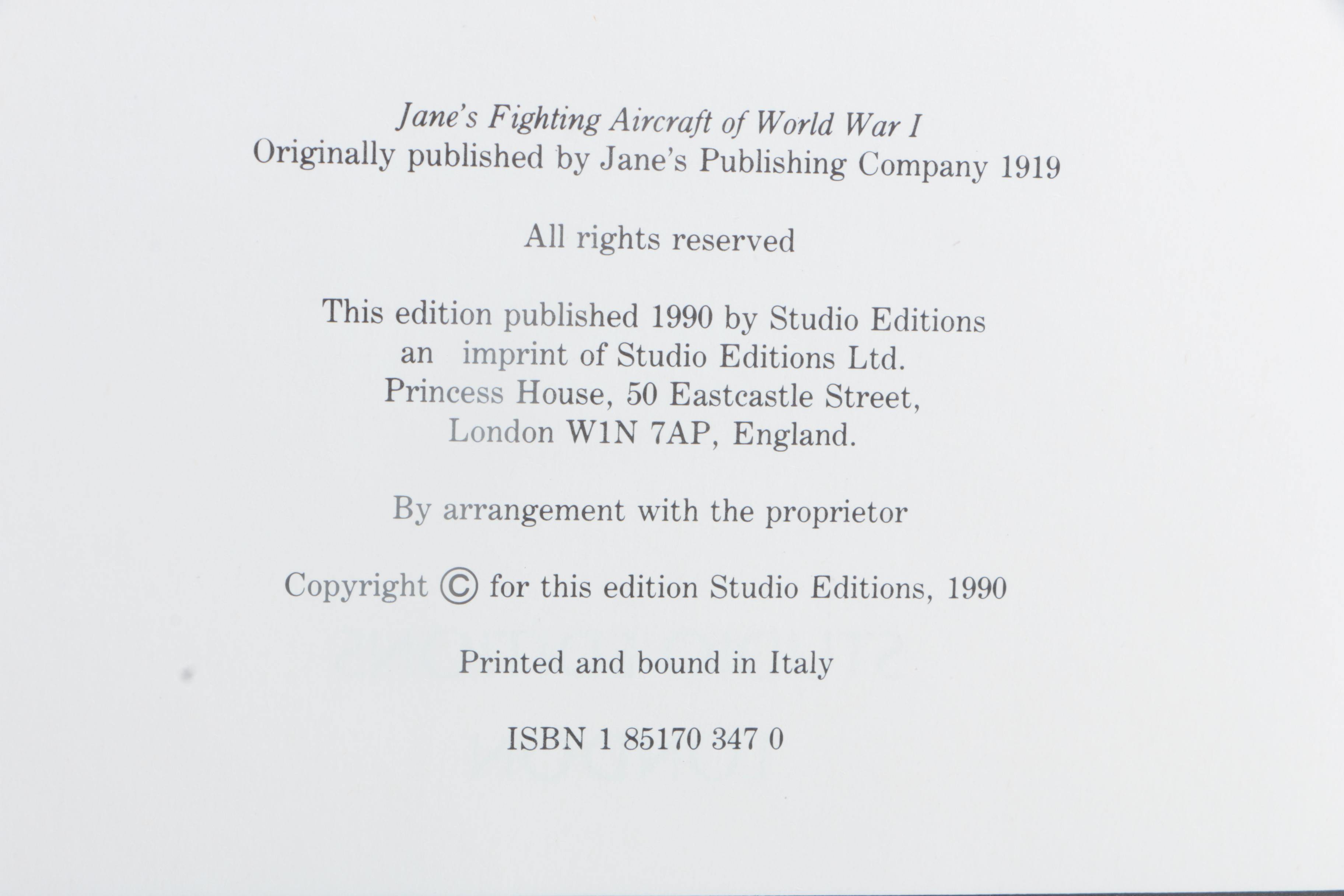 "Jane's Fighting Aircraft of World War I" and Other "Jane's" Guides