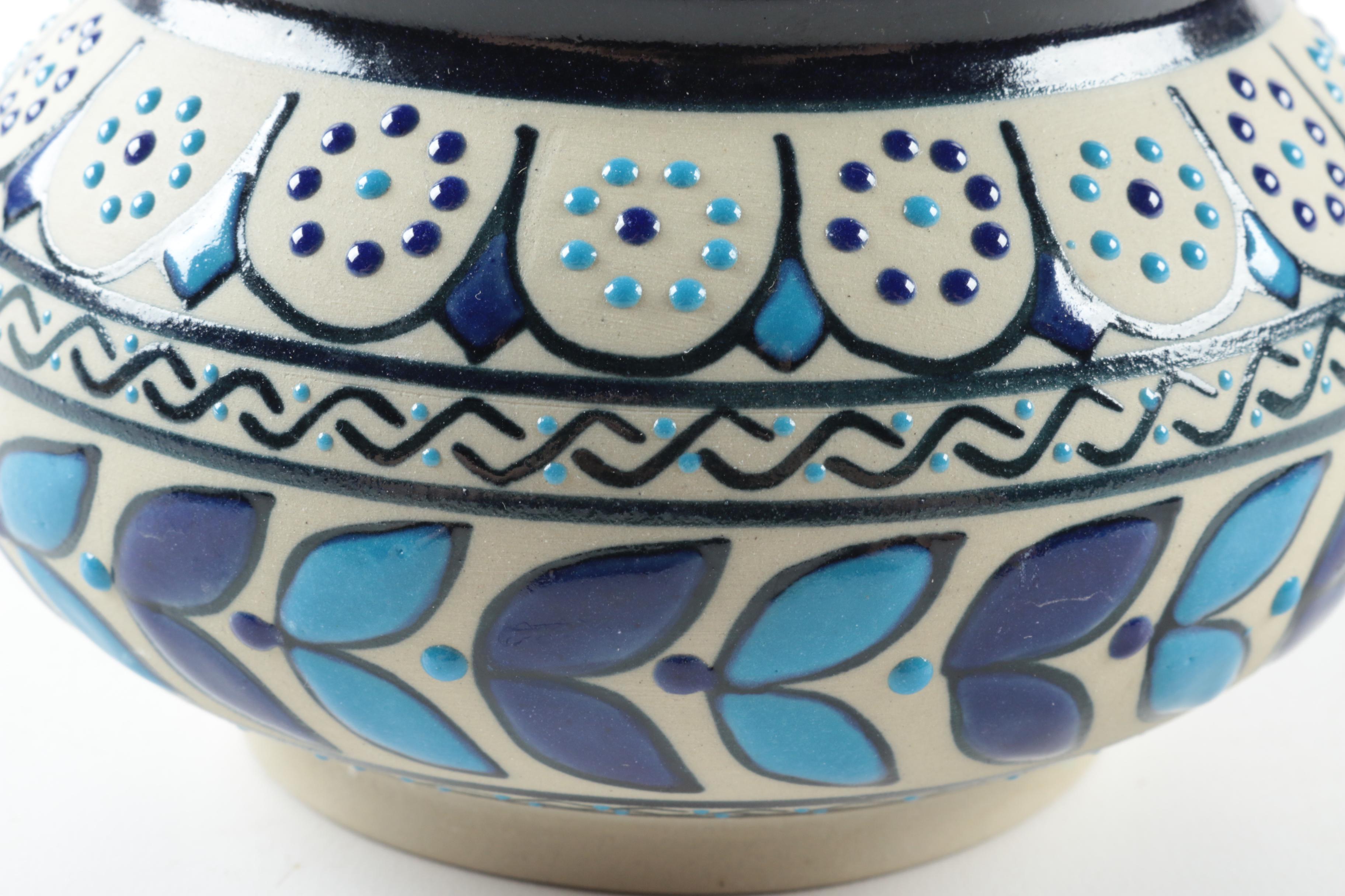 Signed Hand Thrown Mexican Stoneware Covered Jar