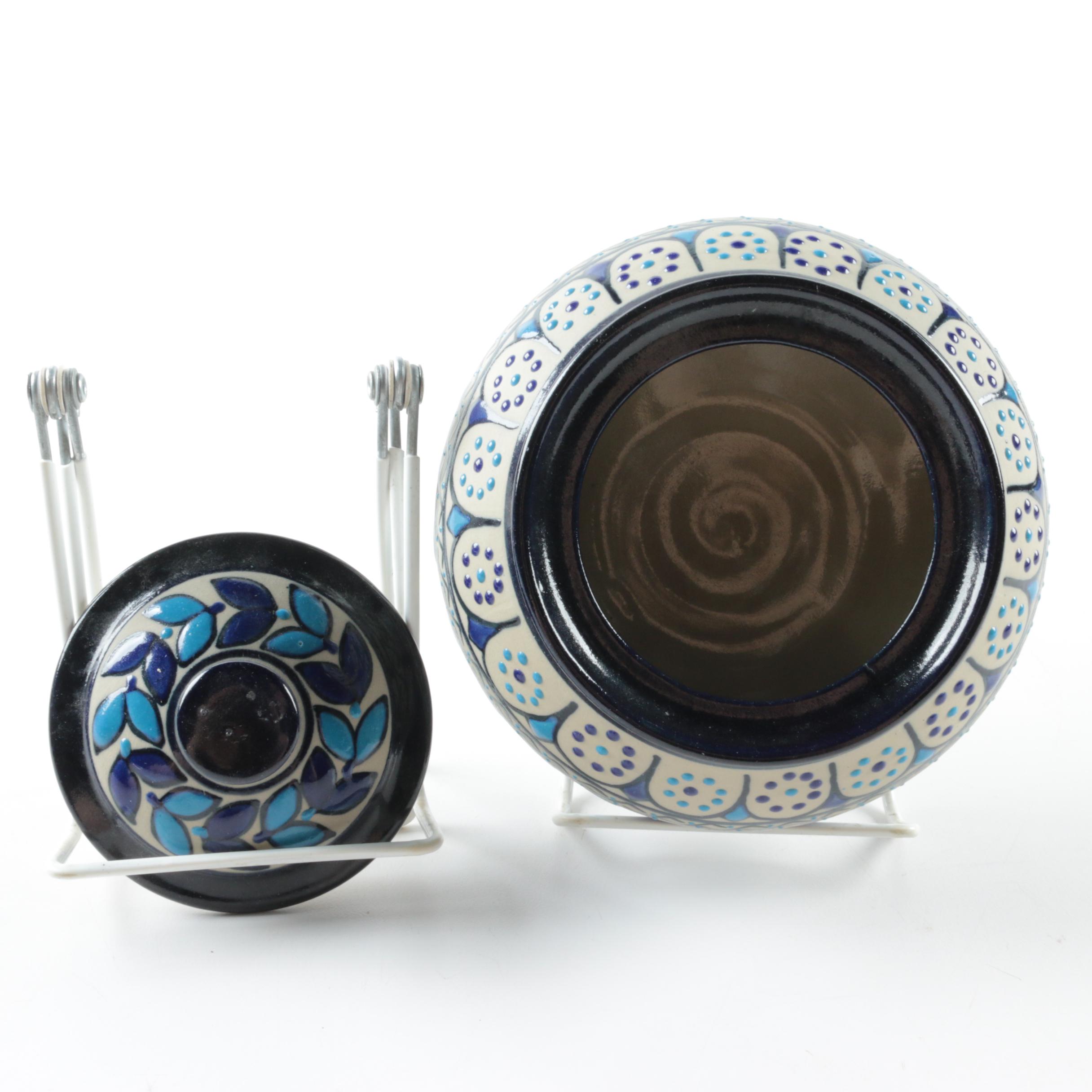 Signed Hand Thrown Mexican Stoneware Covered Jar