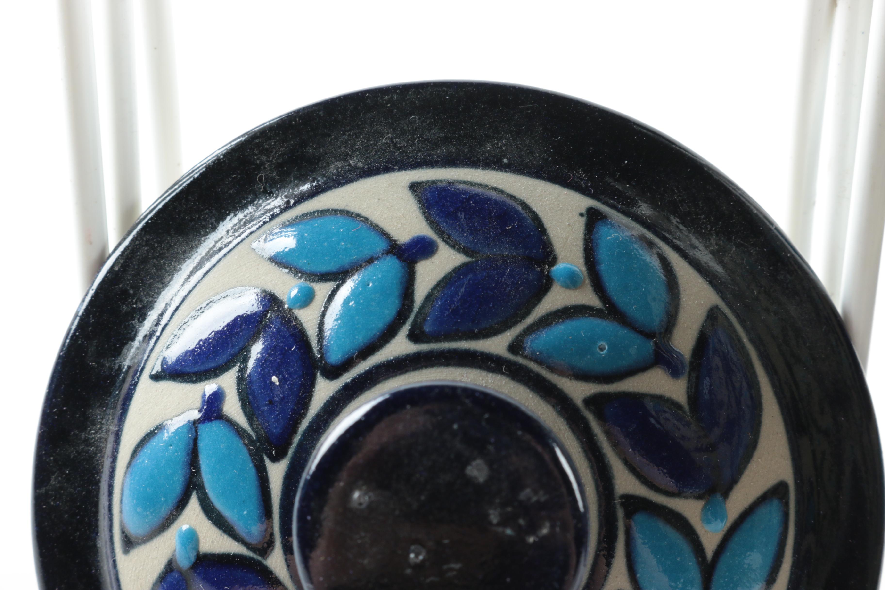 Signed Hand Thrown Mexican Stoneware Covered Jar