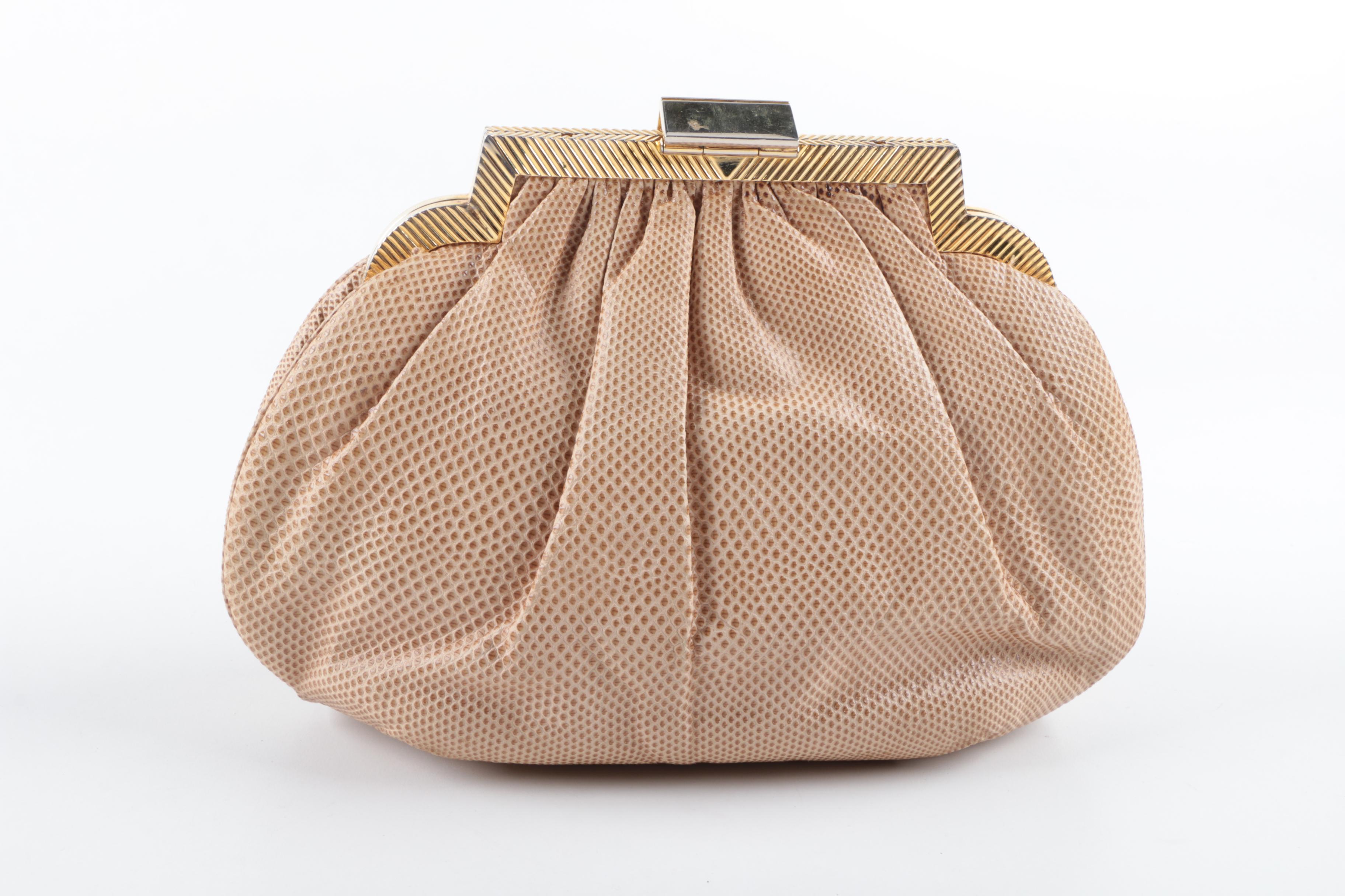 Judith Leiber Tan Lizard Evening Bag