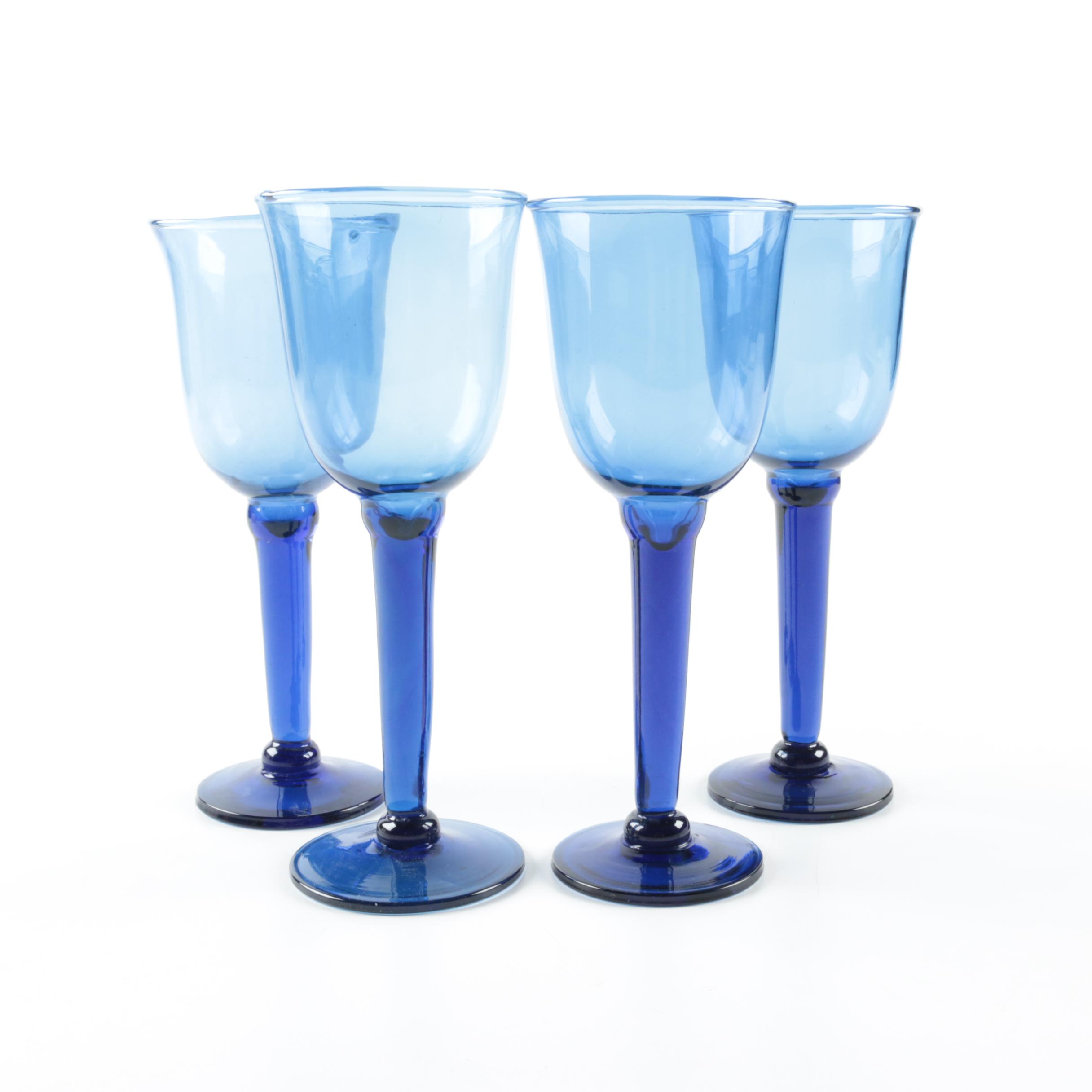 Collection of Blue Glass Stemware