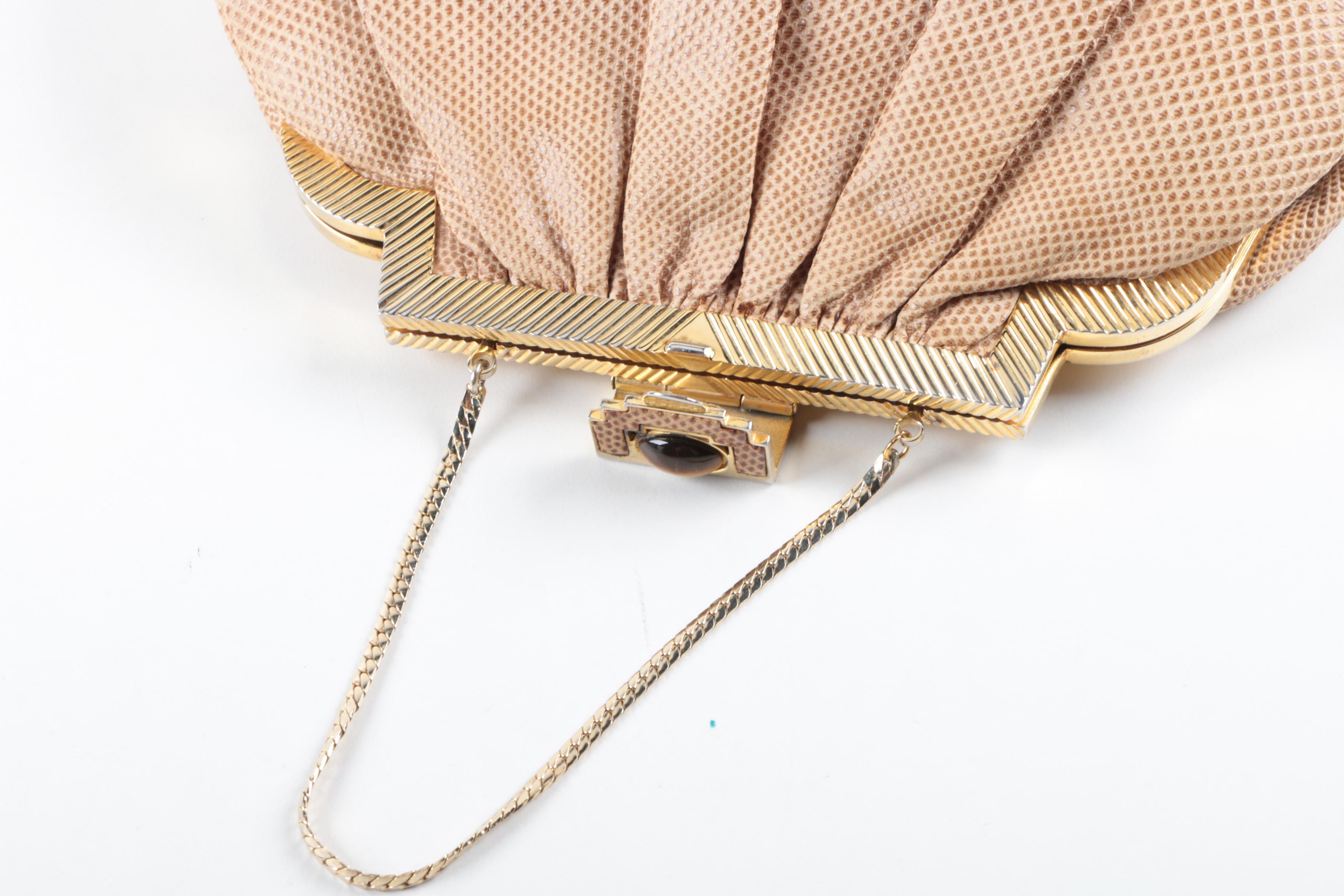 Judith Leiber Tan Lizard Evening Bag