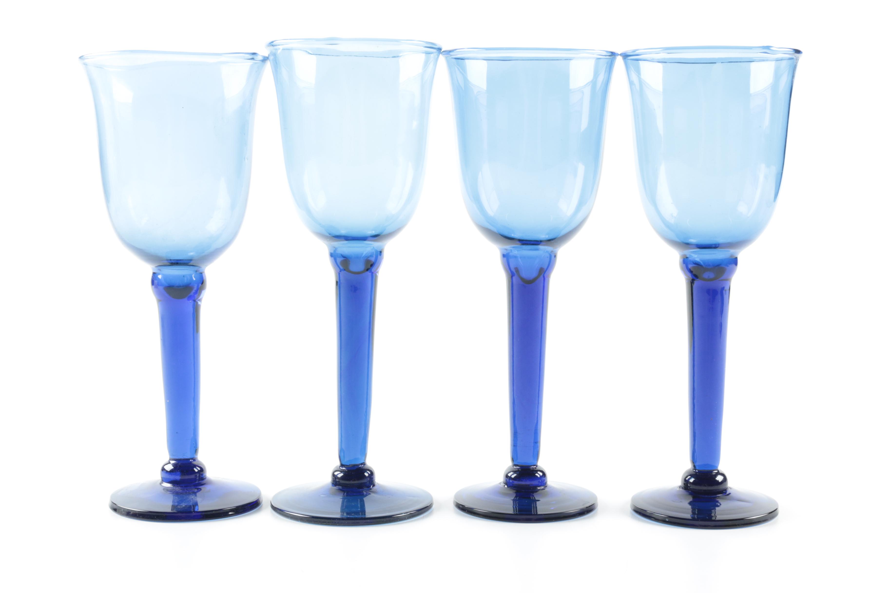 Collection of Blue Glass Stemware