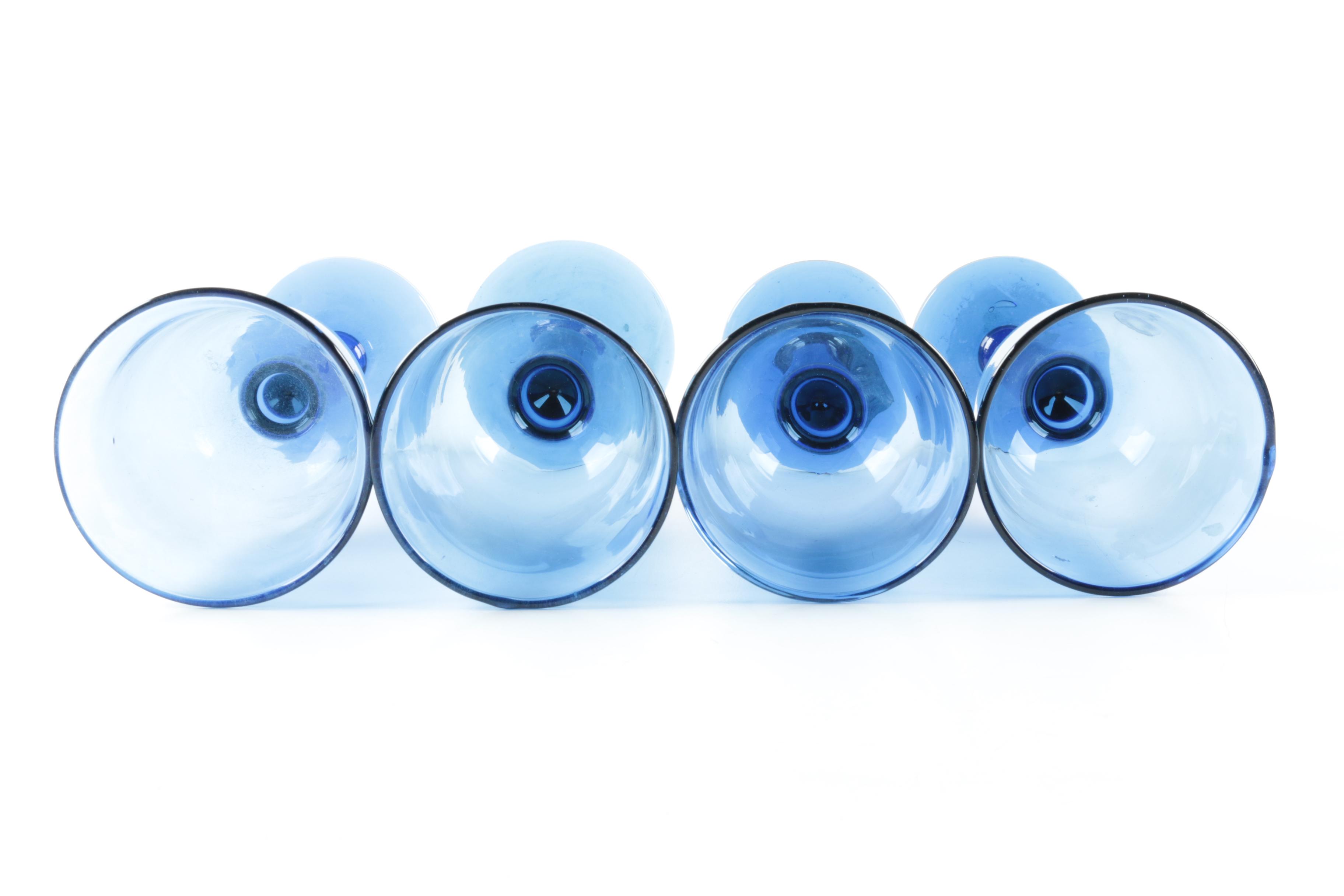 Collection of Blue Glass Stemware