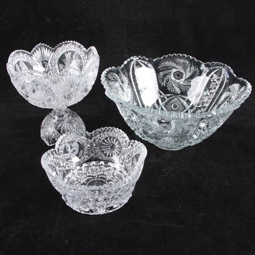 Scalloped Rimmed Crystal Bowls including Hofbauer "Byrdes"