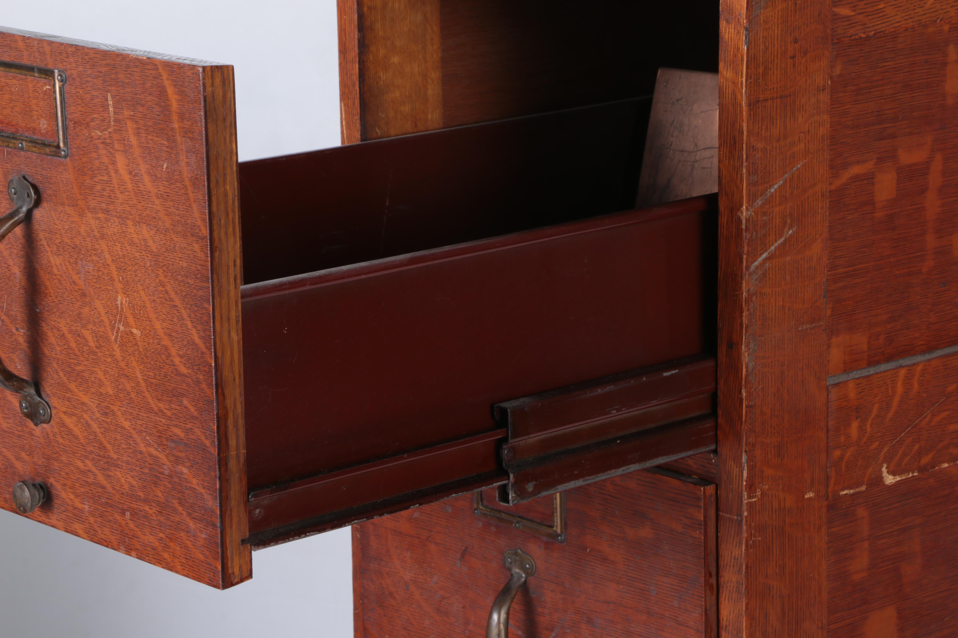 Vintage Oak Vertical Filing Cabinet by Globe