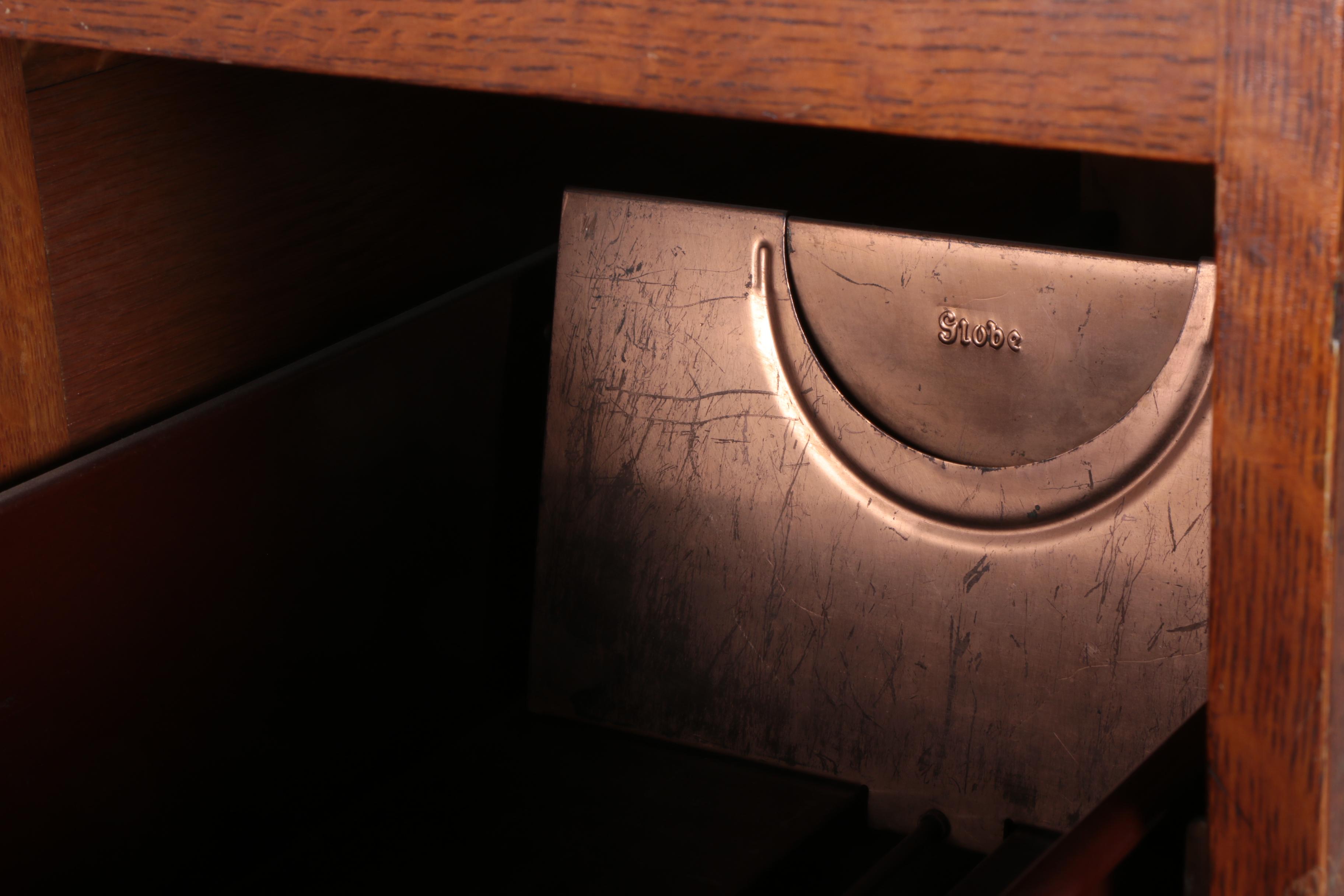 Vintage Oak Vertical Filing Cabinet by Globe