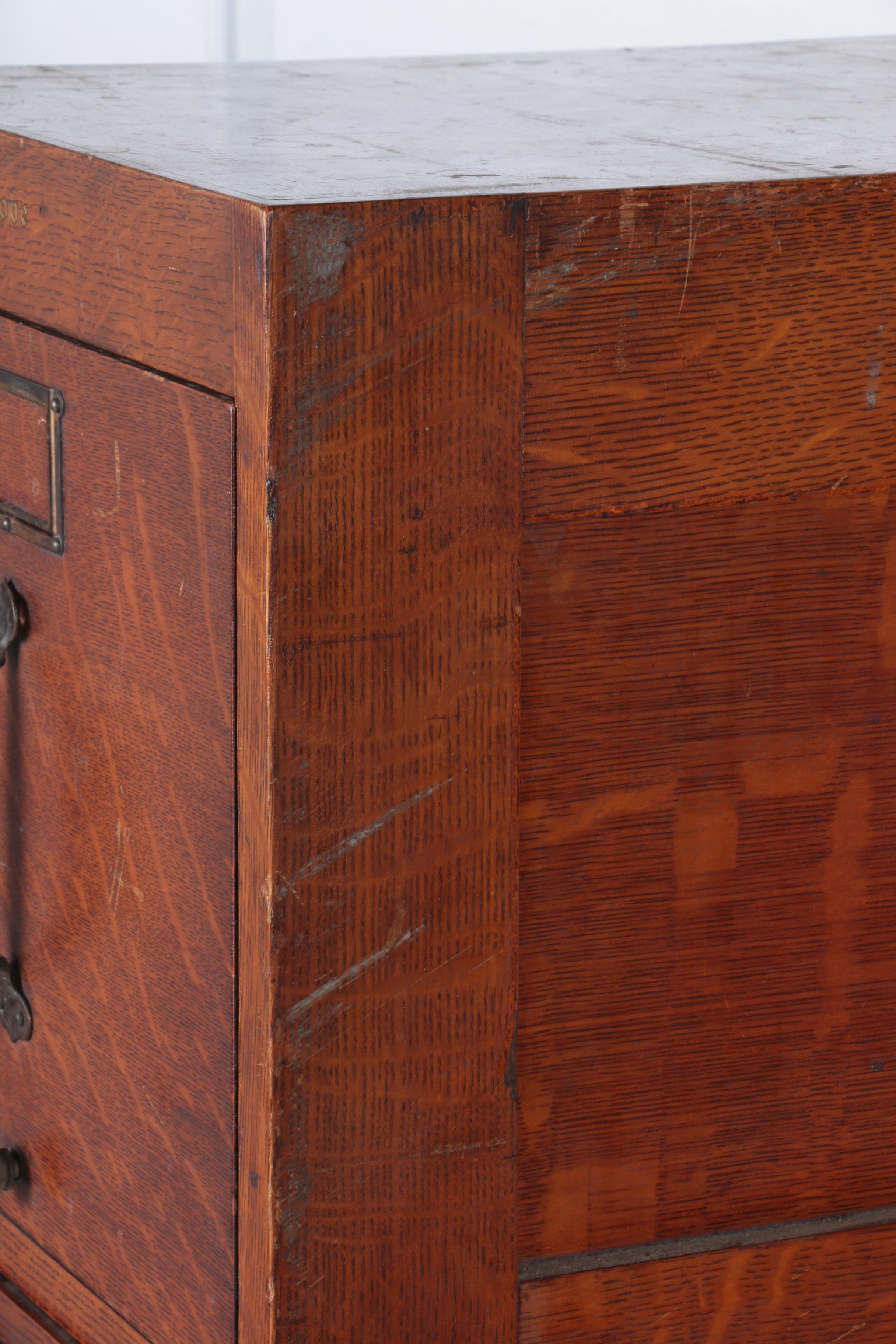 Vintage Oak Vertical Filing Cabinet by Globe