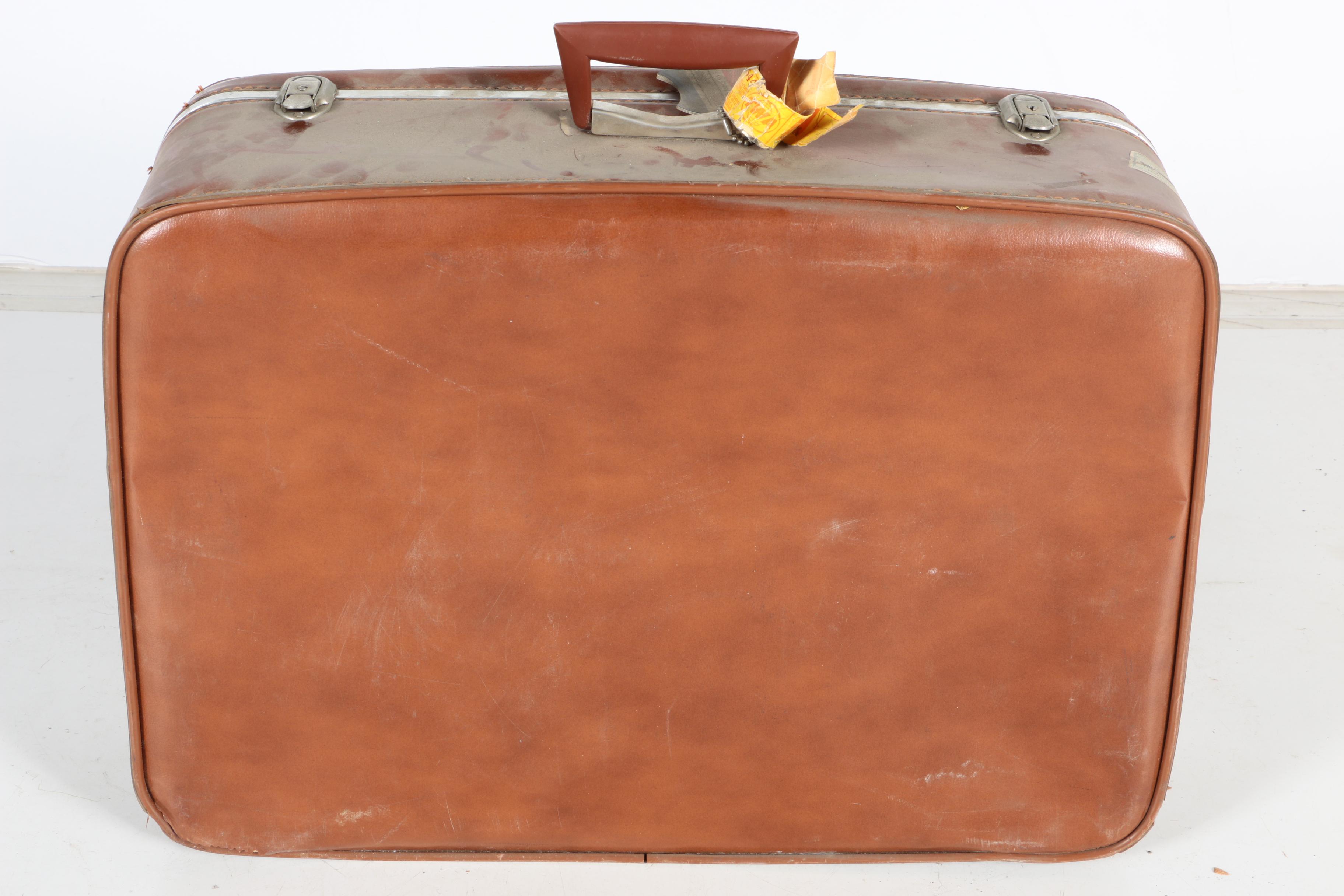 Vintage Brown Leather Suitcase