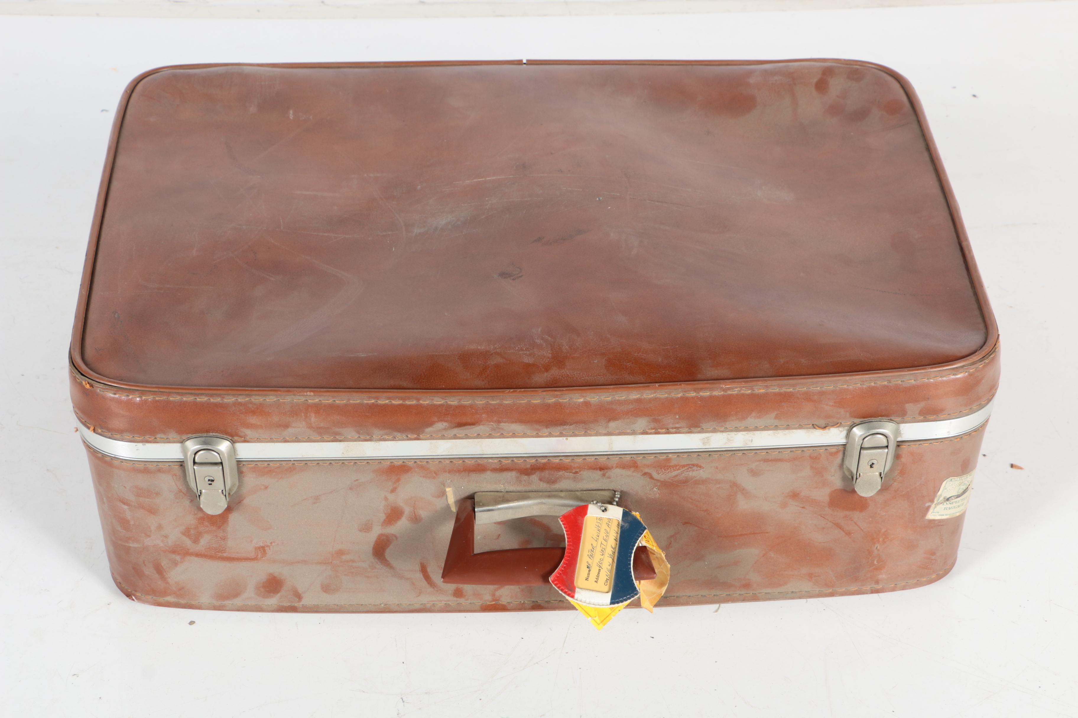 Vintage Brown Leather Suitcase