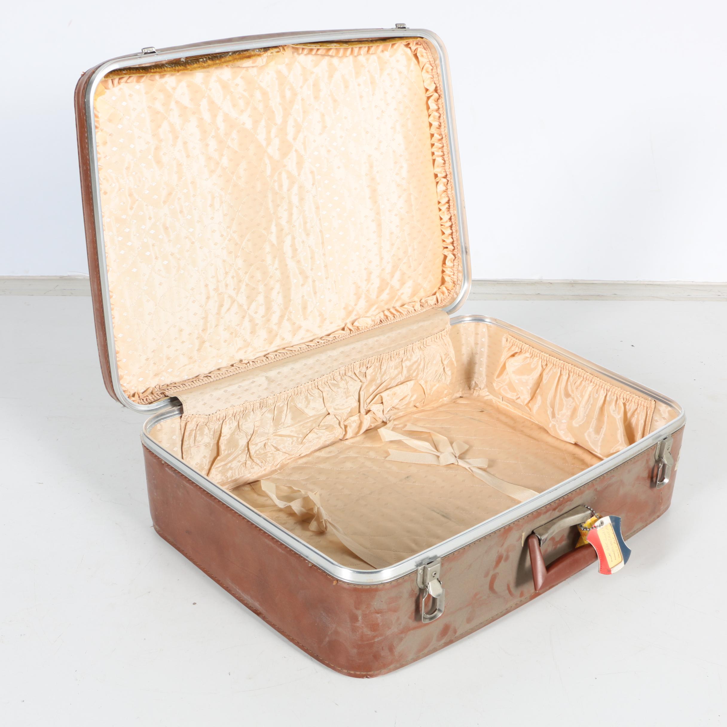 Vintage Brown Leather Suitcase