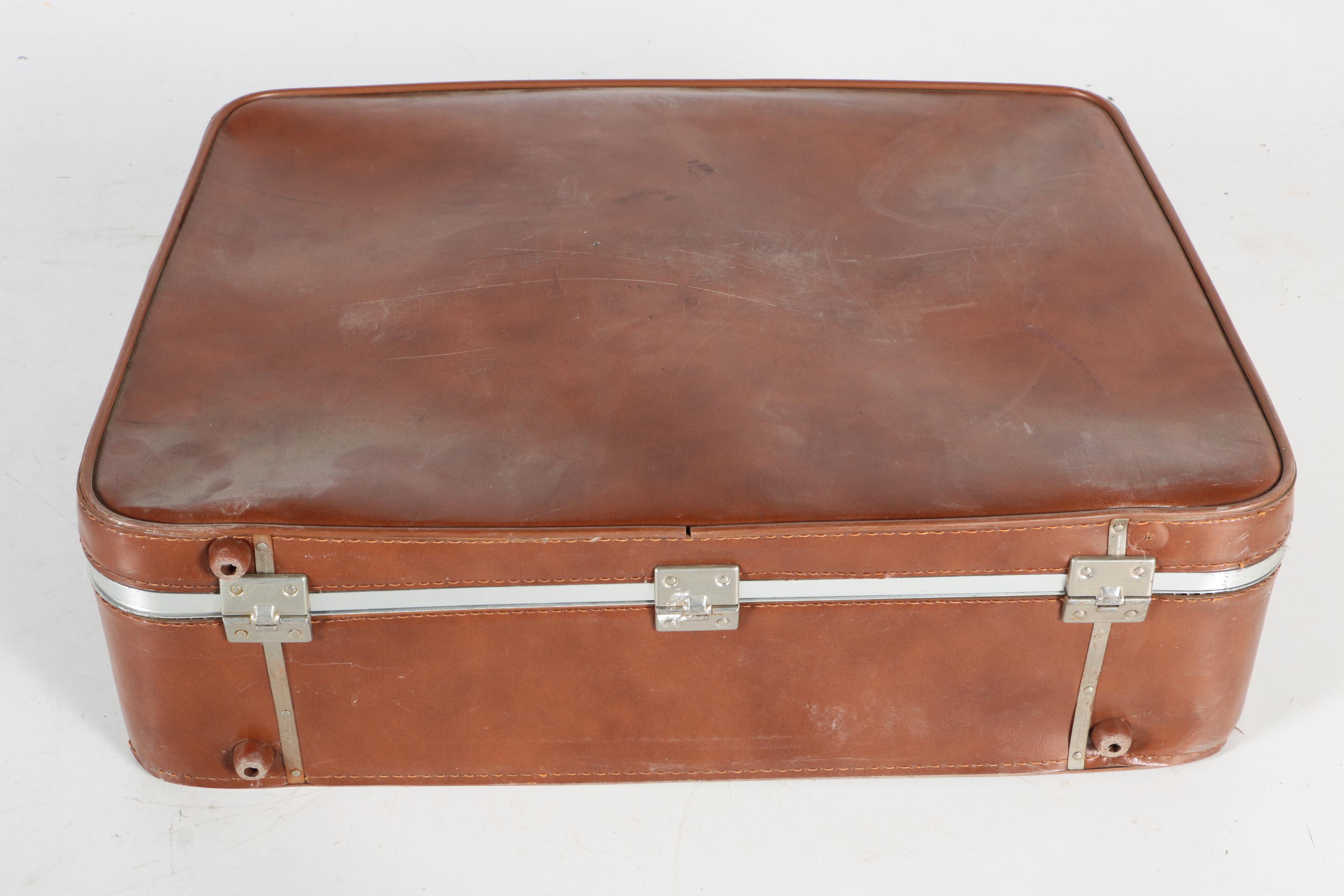 Vintage Brown Leather Suitcase
