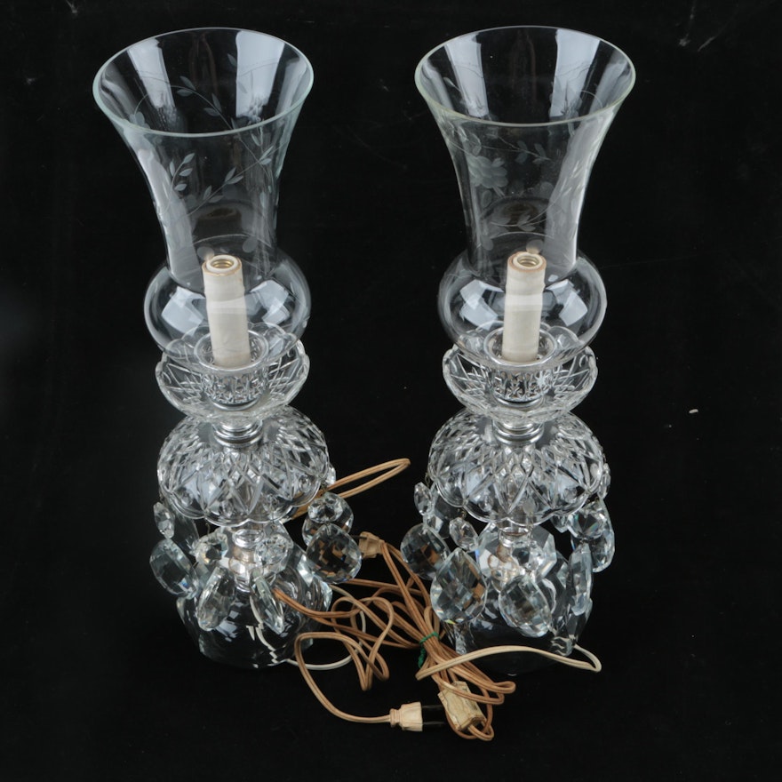 Pair of Crystal Candlestick Lamps